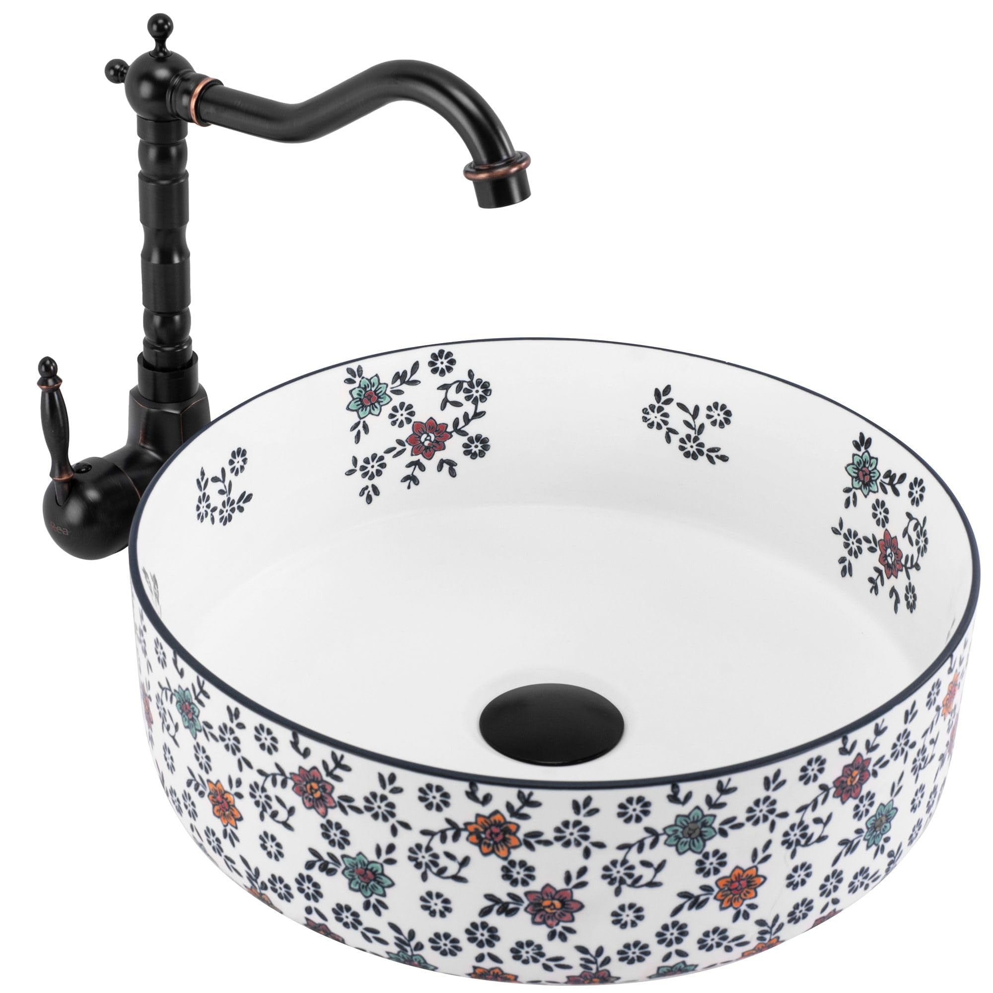 Lavabo Sobre Encimera Rea Stefania Fiori White 36X36X12Cm