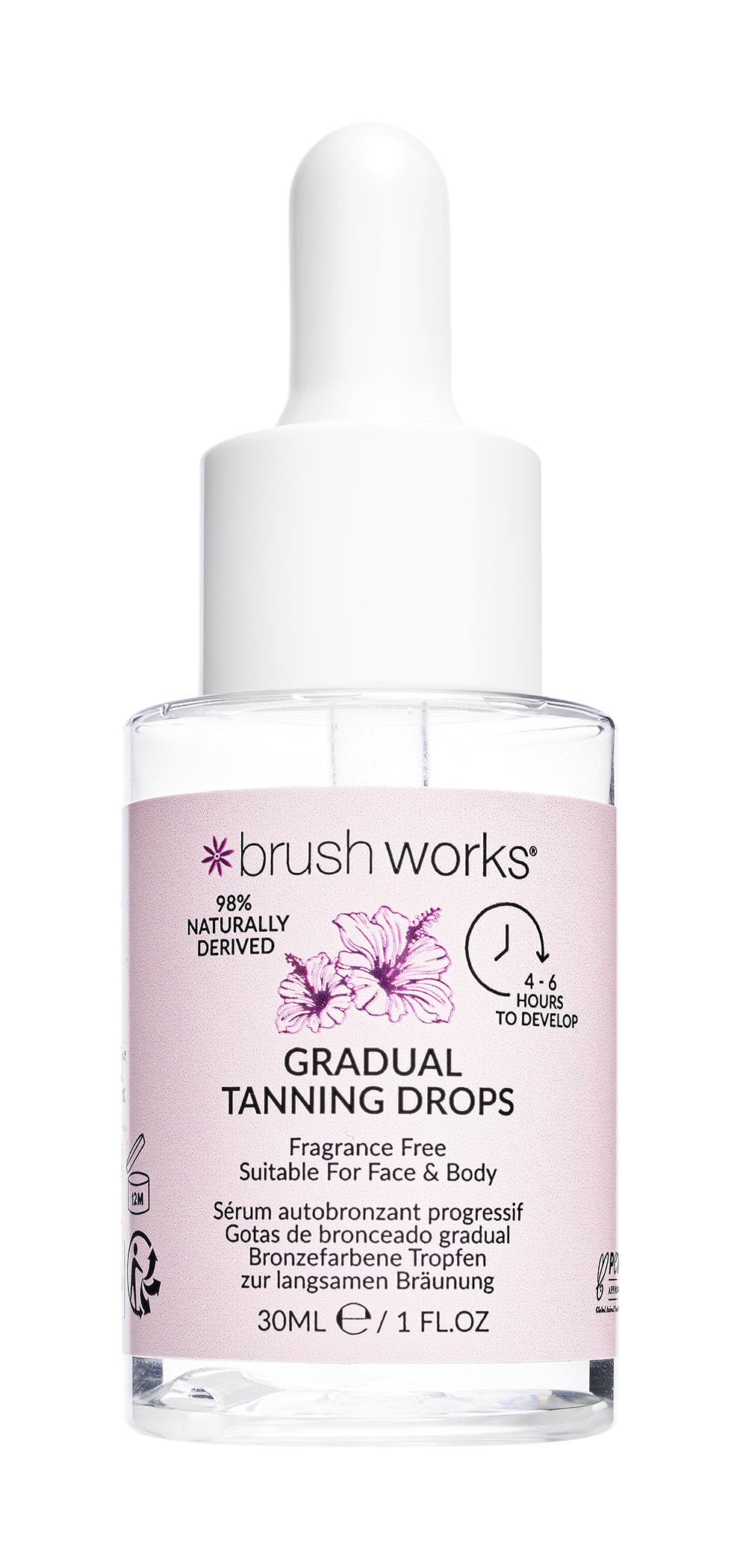 Brushworks Gradual Tanning Drops 30ml – Customisable Self Tanner with Fast Absorbing, Hydrating Formula, Vegan & Fragrance Free