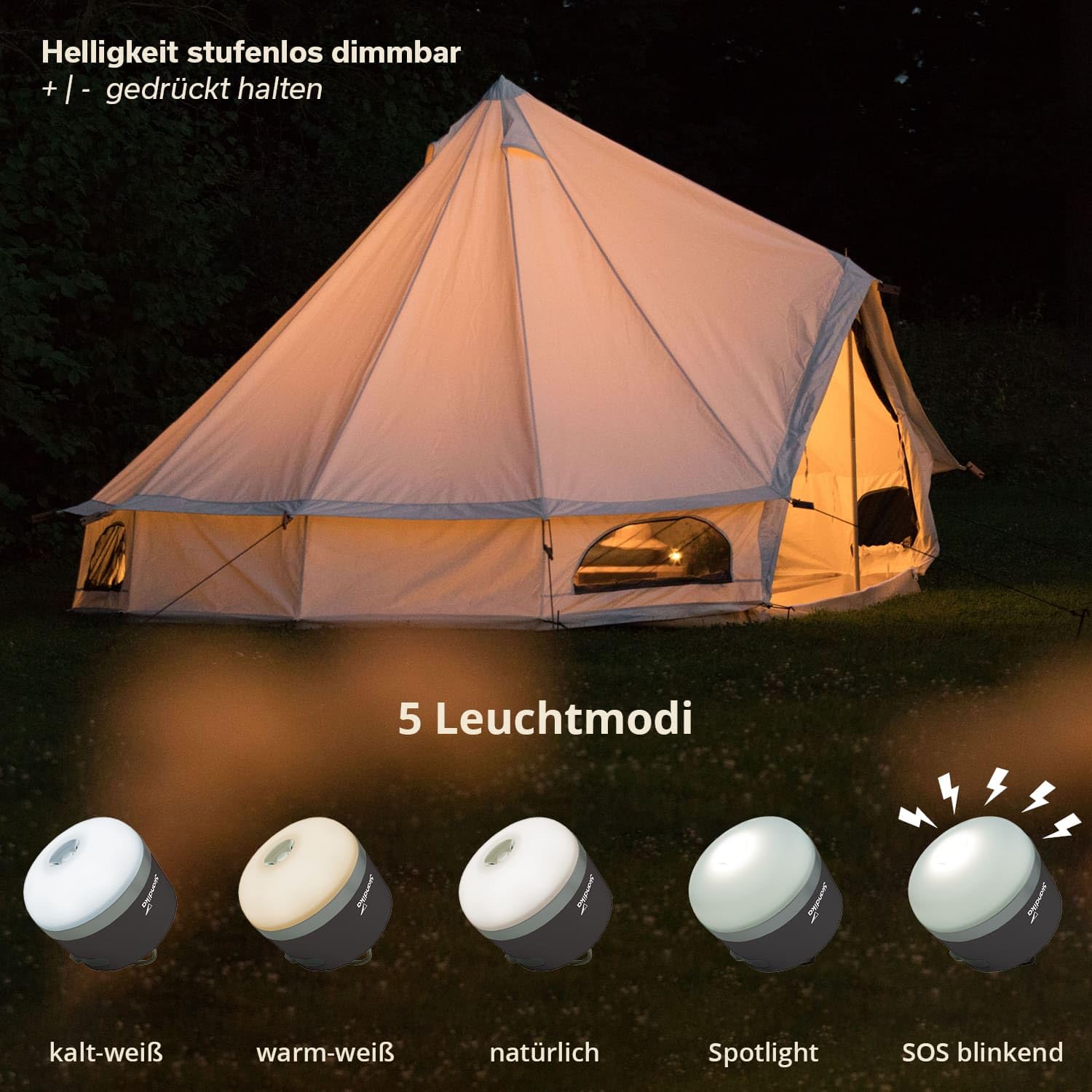 Lanterna Camping Skandika Tarfala Rechargeable LED 3600mAh - Dettaglio