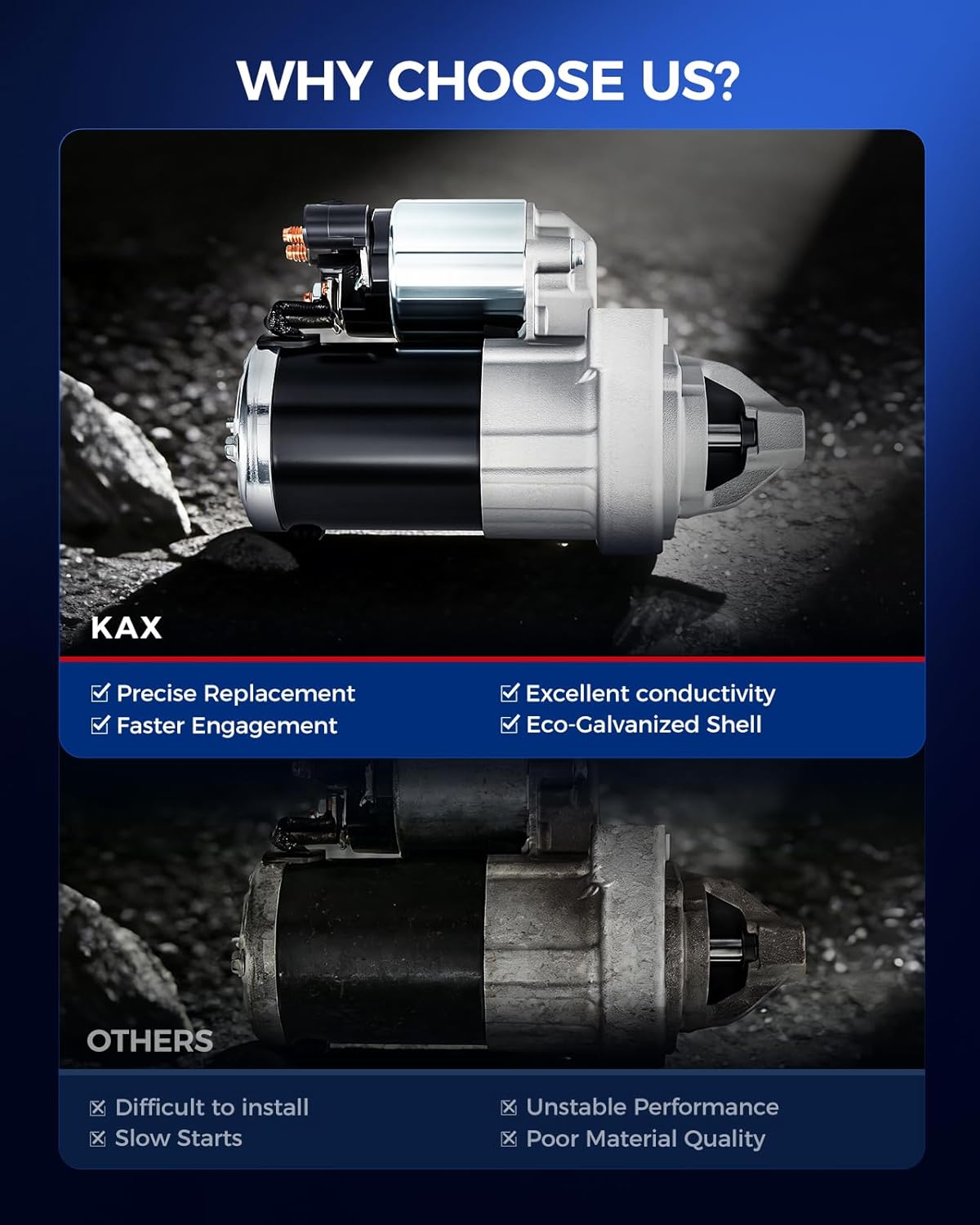 KAX New Starter 6757N Compatible with Chevrolet, Cadillac, Silverado/Sierra 2500 HD/3500 HD, Express/Savana 2500/3500, Escalade, Yukon, Yukon XL 1500, 1.4KW 11Teeth Starter Motor