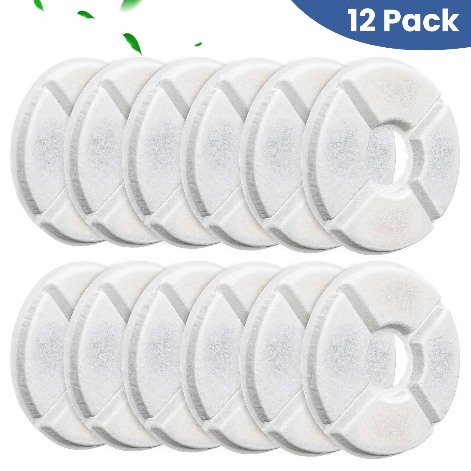 Filtro per fontana per gatti, 12 filtri di ricambio per fontana per gatti, sistema di filtraggio a 3 filtri rotondi al carbonio compatibili con dispenser d'acqua rotondo automatico per fontana per