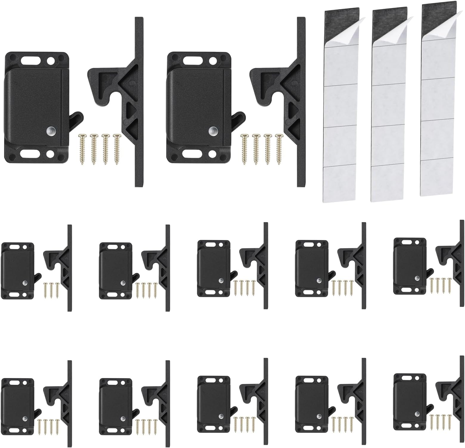 RV Drawer Latches and Catches, 12 Pack RV Cabinet Door Latches and Catches, 10 LBS Pull Force Latch for RV Camper Motor Home Trailor Office Cabinet Drawer, with Mounting Screws and Double-Sided Tape