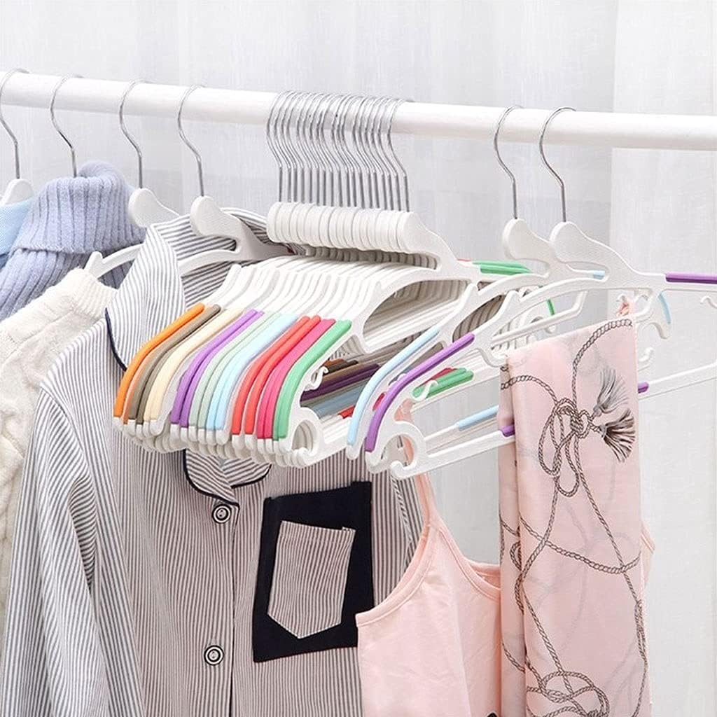 Multifunctional Hanger with Hook Coat Coat Rack Clothes Drying Rack Plastic Non-Slip Hanger 5 Color Optional(Red)