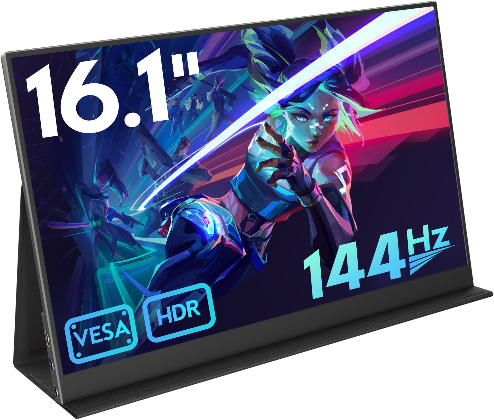 16.1'' 144Hz Portable Gaming Monitor for Laptop, 1080P FHD IPS Screen with HDR, 1200:1 FreeSync, Ultra Slim & Eye Care,Travel Monitor External Screen for Laptop, PC, PS5, Mac, Xbox