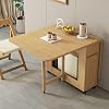 Solid Wood Folding Dining Table Set with 4 Chairs Expandable Drop Leaf Table for Kitchen Dining Room Living Room Restaurant 1.4m Beige
