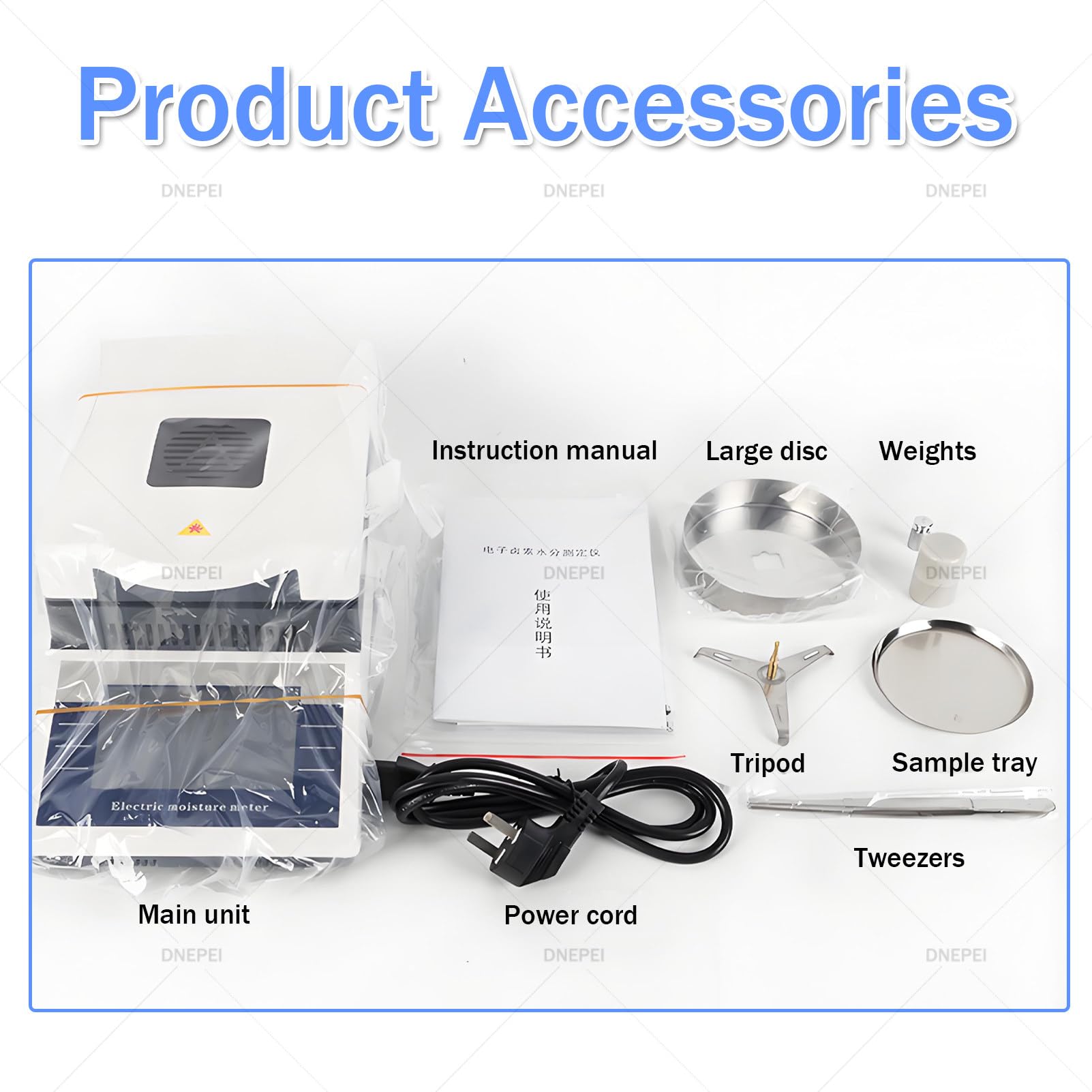 Analizador de Humedad de Laboratorio, balanza Digital de precisión con Pantalla táctil y Calentamiento halógeno de 50 g x 0,005 g, 2 Modos RS232, para Alimentos, Polvos, Hierbas, tés y Carne