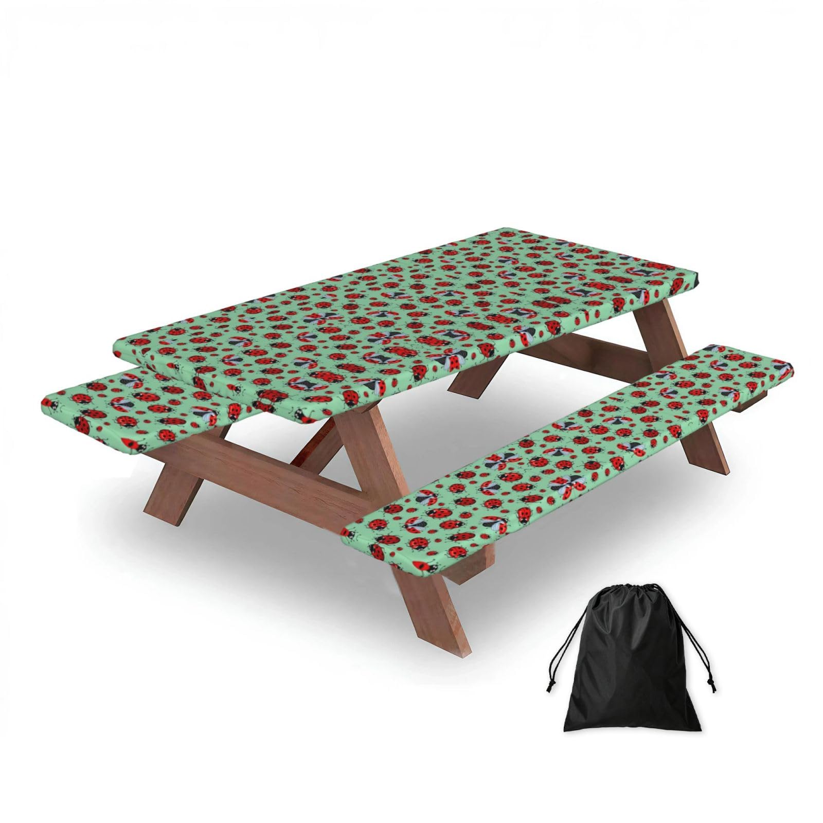 Zqytgfdc Black Red Ladybugs On A Blue Background Rectangular Water-Repellent Picnic Tablecloths, Outdoor Camping, Picnic, Bbq