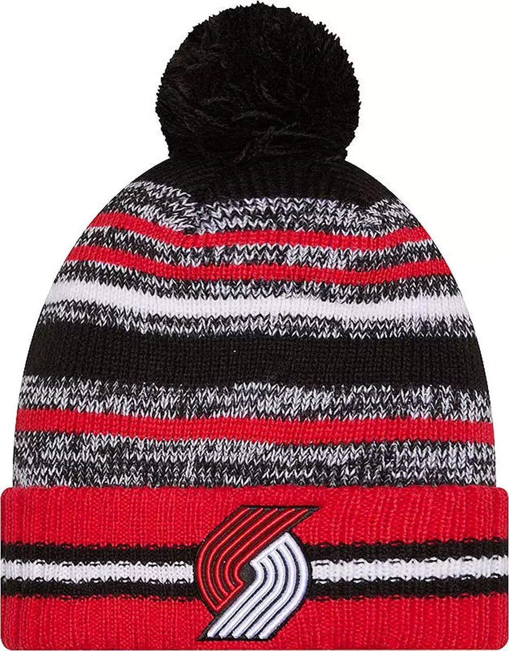 New Era Sideline Sport Striped Cuffed Knit Beanie Hat Pom - NBA Cheer Winter Knit Toque Cap