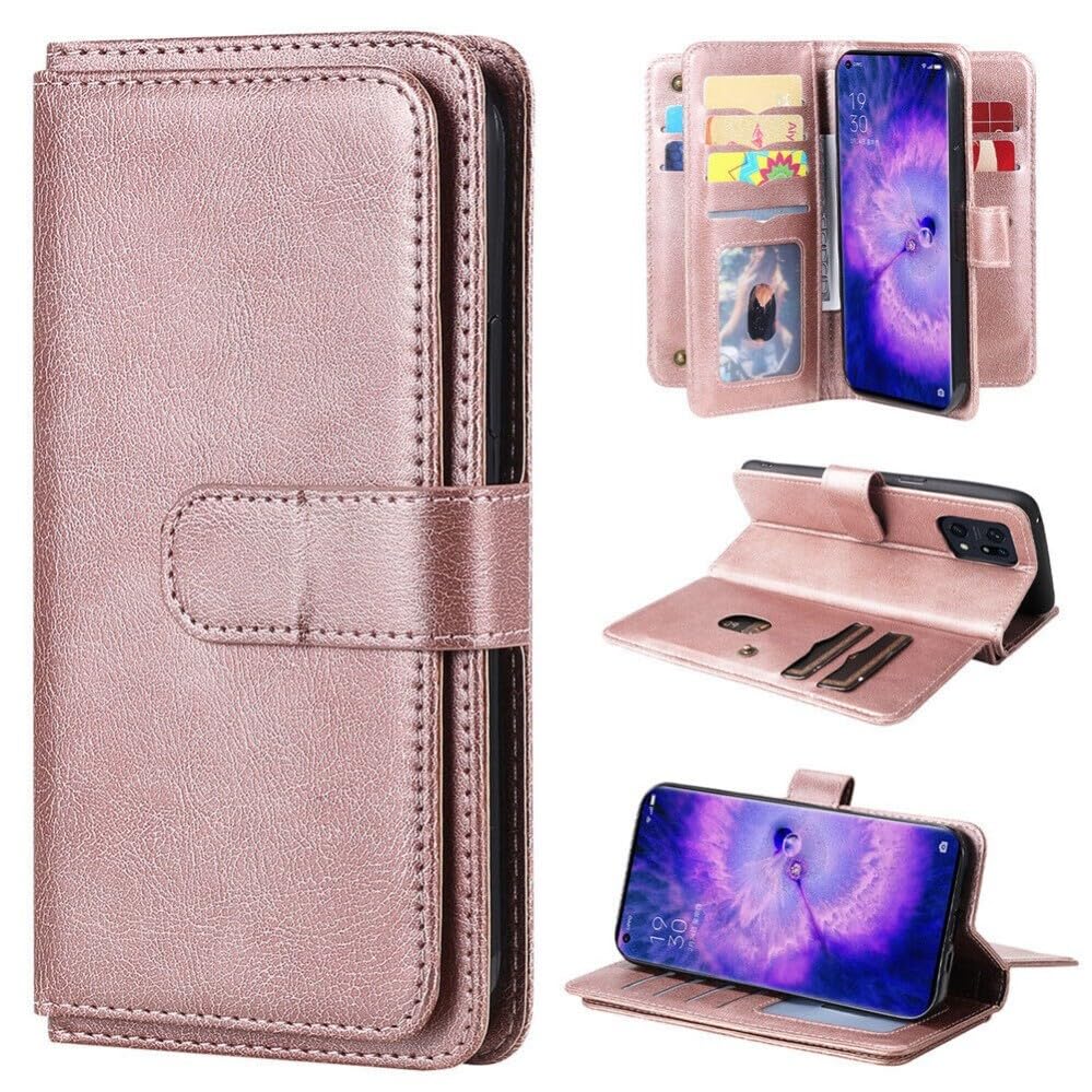 Étui Oppo A6 5G et A6S or rose : portefeuille en cuir avec clapet magnétique