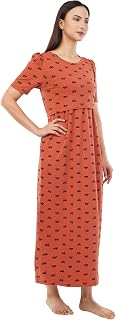 KEKABU Women's Brown Ribbon Premium Zipless Maternity & Nursing Dress – Soft, Comfortable, Breastfeeding-Friendly, Stylish... Price In India