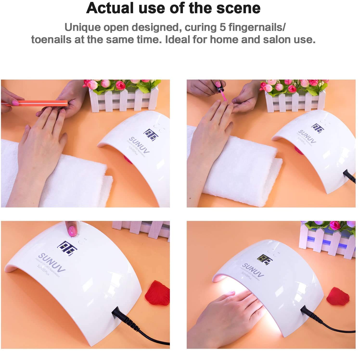 Lampy LED UV do paznokci do żelu do paznokci suszarka do paznokci lampa utwardzająca z 2 timerami czujnik automatyczny cyfrowy wyświetlacz LED wtyczka brytyjska noszenie wygodne
