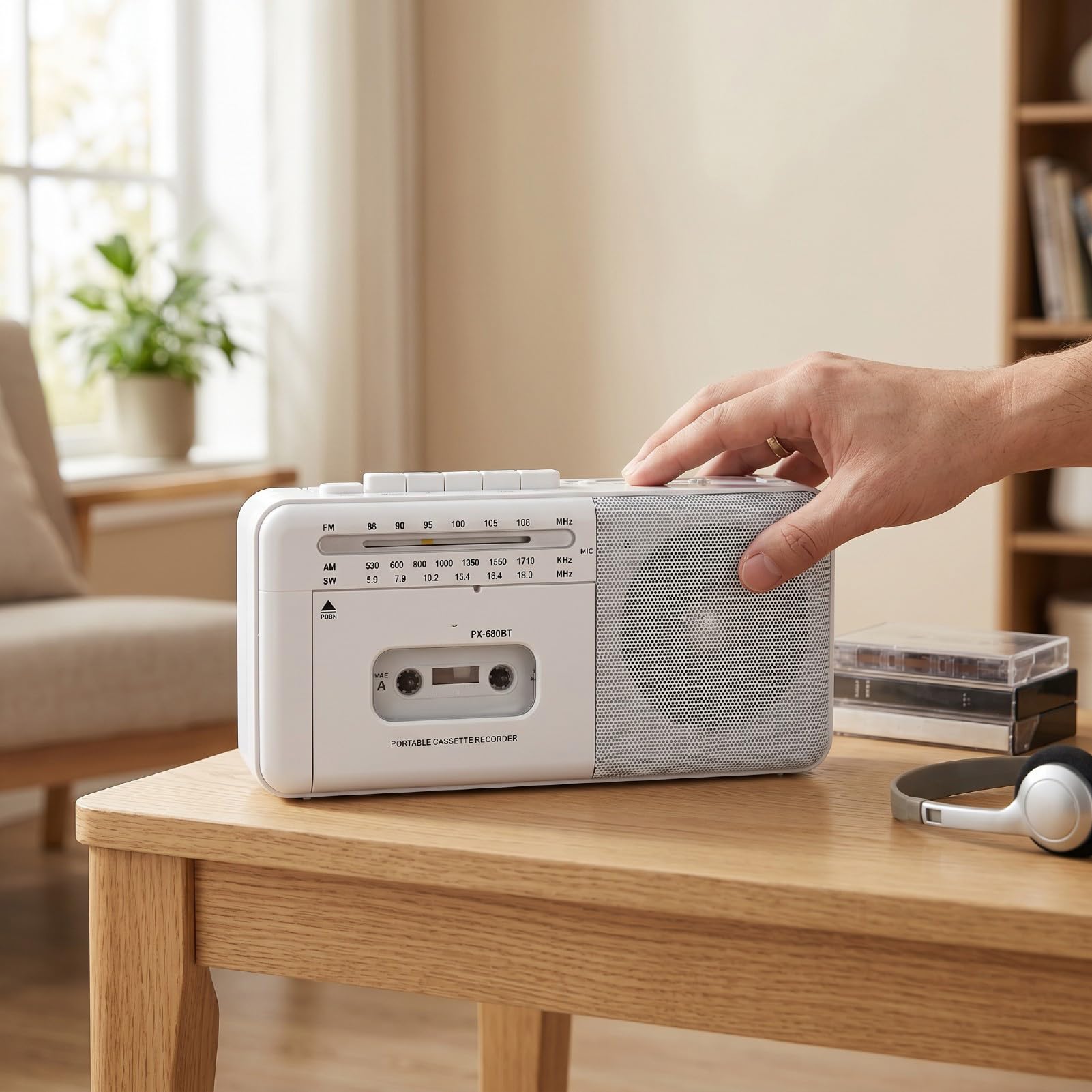 Luocute Reproductor de Casete Retro con Radio Am FM SW, Grabadora de Cinta Portátil con Conector para Auriculares, Función de Grabación, Bluetooth, Reproducción USB para Viajes en Casa
