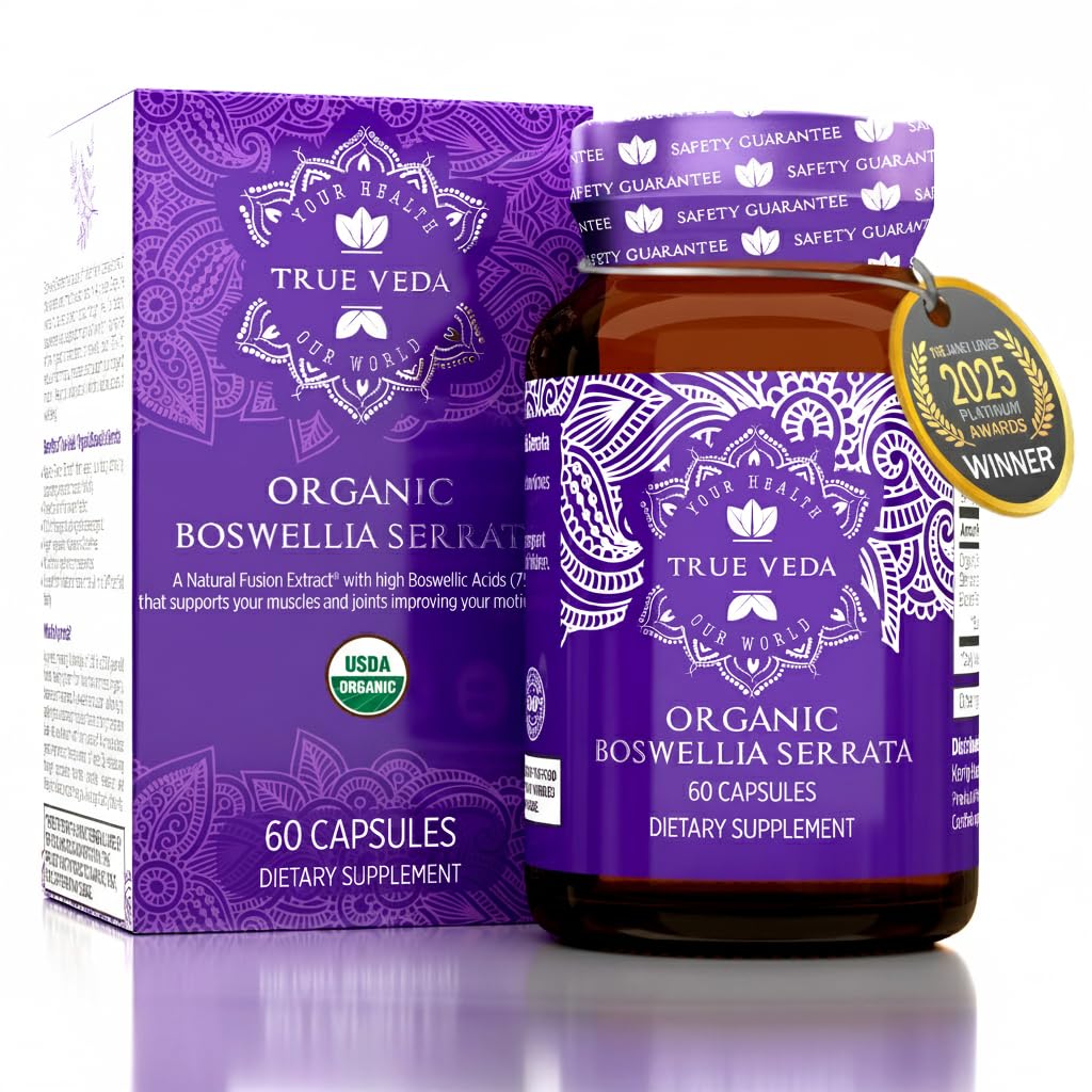 Organic Boswellia Extract Capsules - Boswellia Serrata Extract Capsules | USDA Organic Supplement | 5:1 Extract | Max Strength 75% Boswellic Acid | Boswellia Complex | 60 Vegan Boswellia Capsules