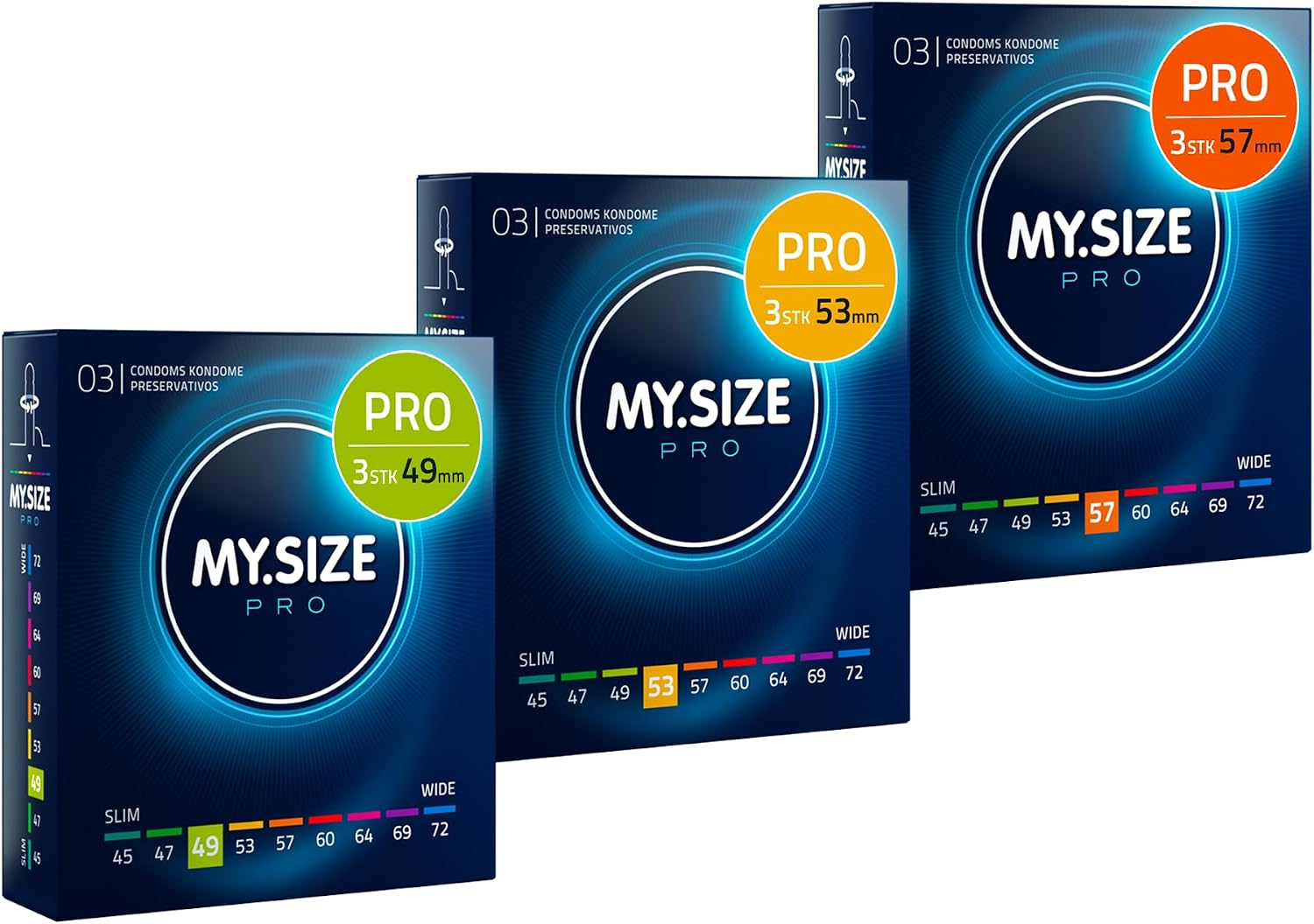 MY.SIZE Pro Condom Set Size 2 3 4/49 53 57 mm 3 x 3 Pieces The New Generation MY.SIZE Condoms