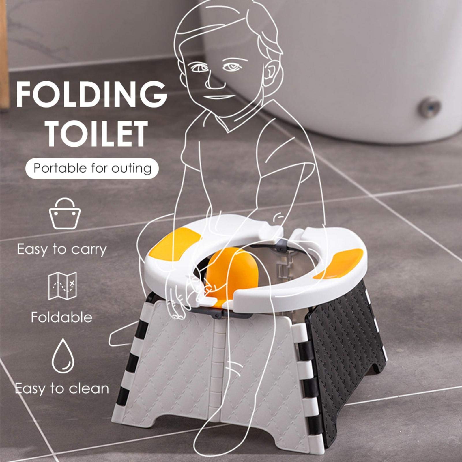 zaizai Taburete De Inodoro Plegable Portátil para Automóvil, Orinal De Viaje para Adultos, Niños, Inodoro De Emergencia Móvil, Asiento De Inodoro, Inodoro Portátil para Automóvil,Inodoro De Camping