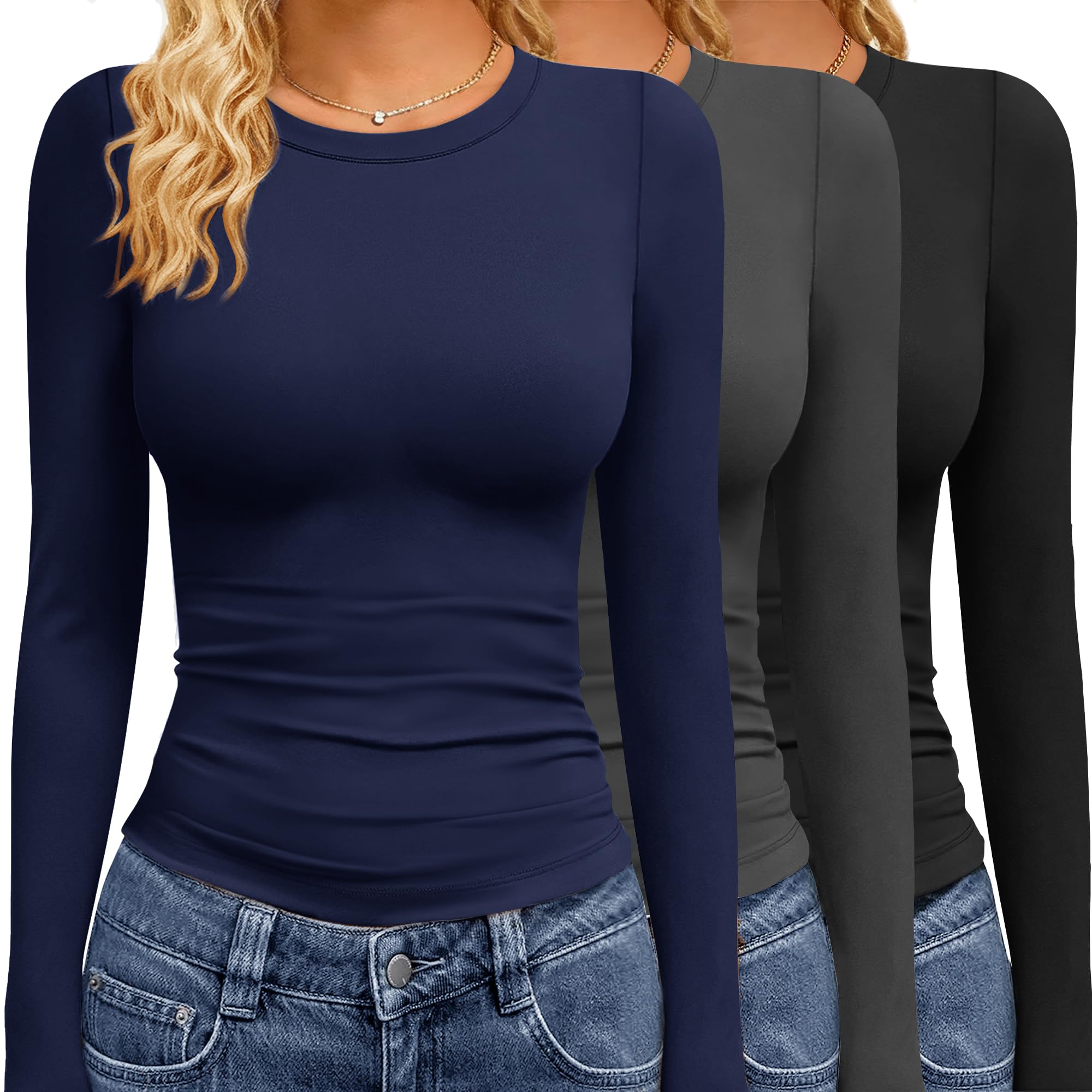 GAYHAY 3 Pack Long Sleeve Shirts for Women