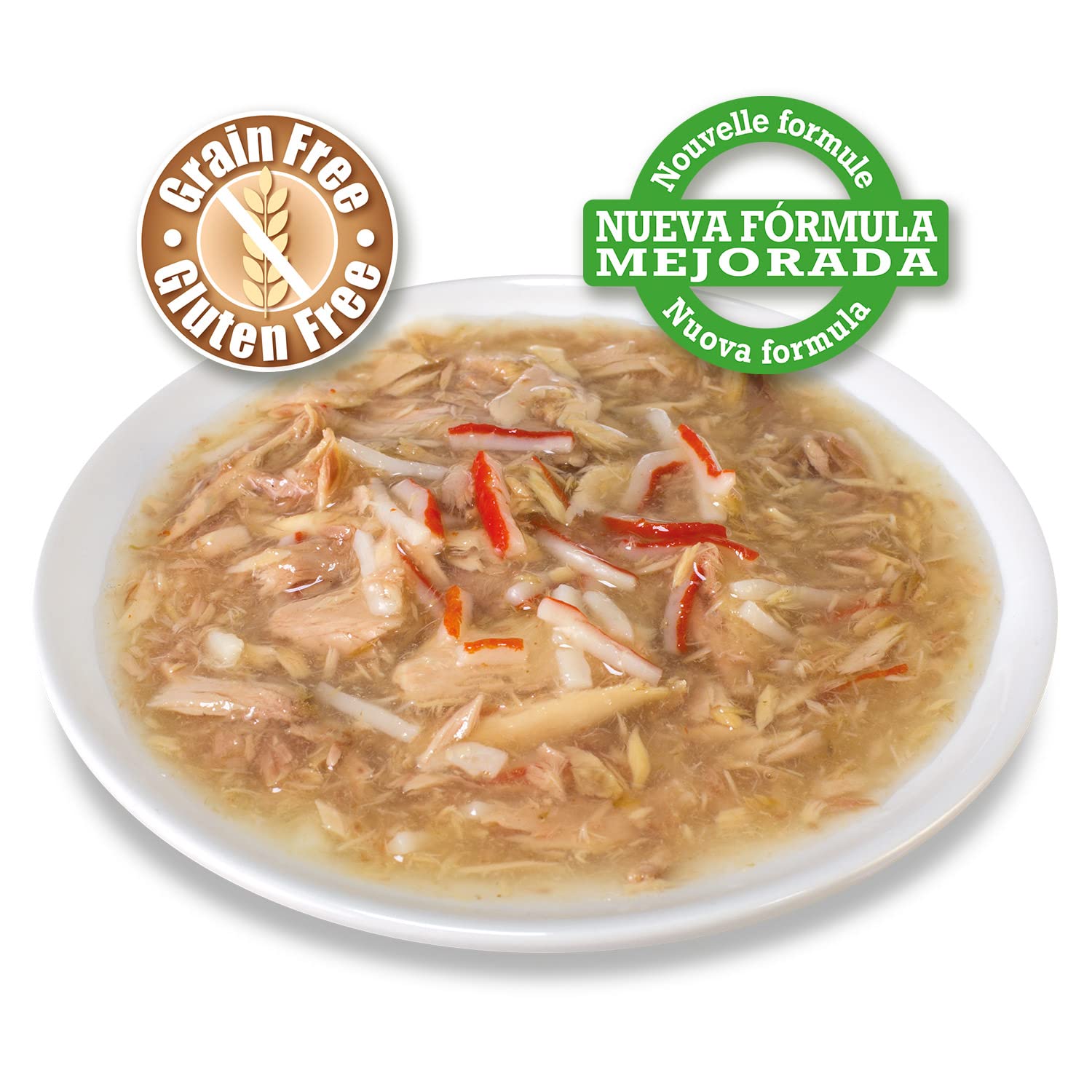 ARQUIVET Pack 24 unités. Thon blanc et bâtonnet de crabe en sauce - Aliments gastronomiques à base d'ingrédients 100% naturels - Emballer 24 unités - 80 gr par unité - Aliments humides pour les chats