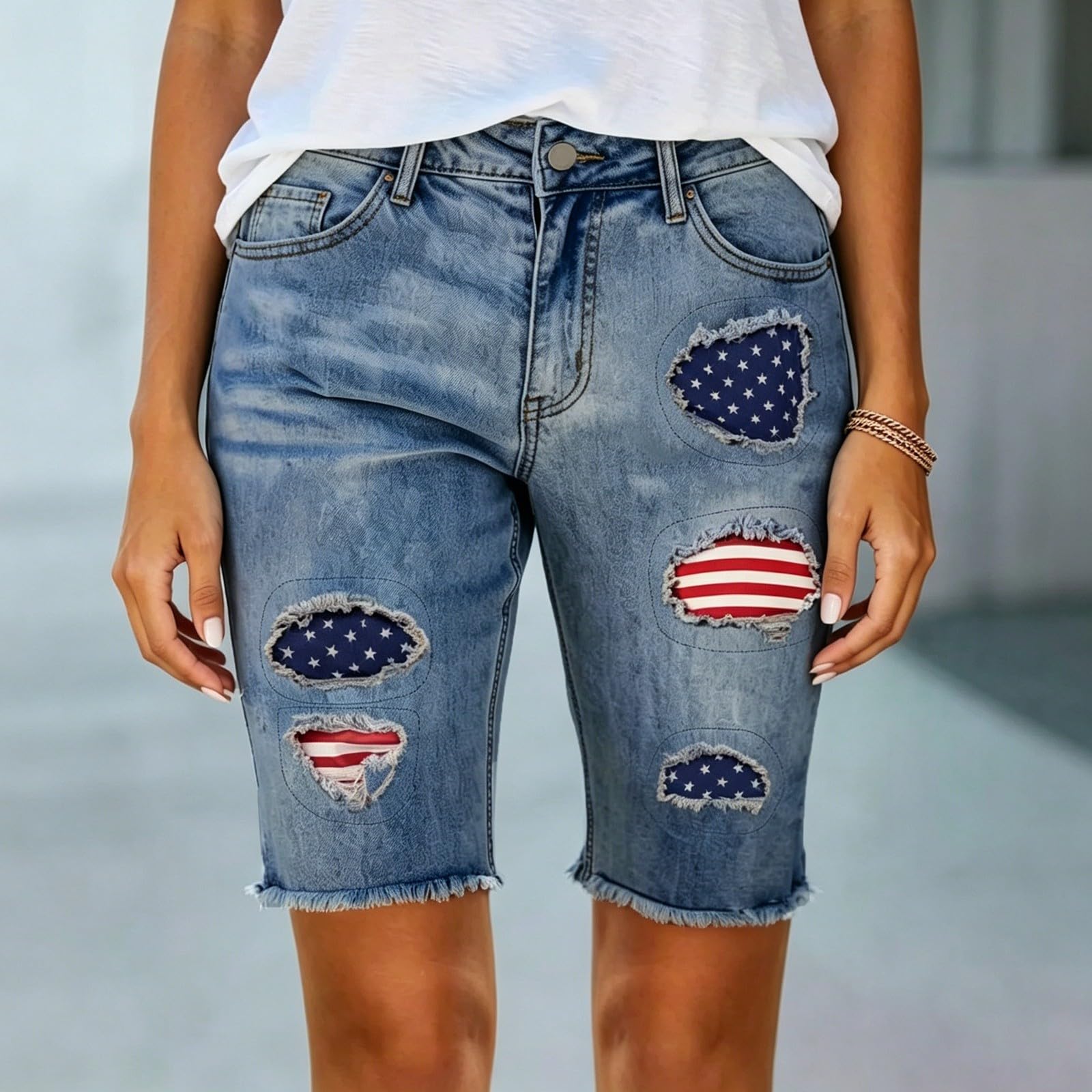 Pantalones Cortos Vaqueros para Comodidad Diaria y Ajuste Moderno, Mujer, Talle Medio, Pierna Recta, con elástico en Cintura, Ideales para Diario y Paseos, fáciles de Combinar