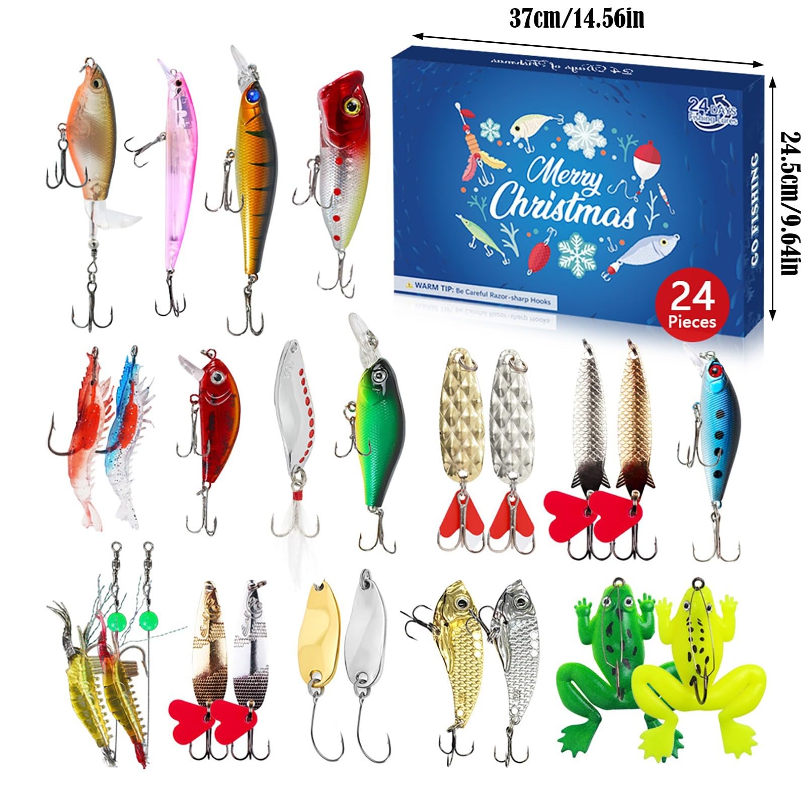 Calendario de Adviento de Navidad 2024 para adultos, hombres, adolescentes y niños, 24 días de Navidad, cuenta regresiva, señuelo de pesca, juego de aparejos de pesca sorpresa de Navidad, regalo para