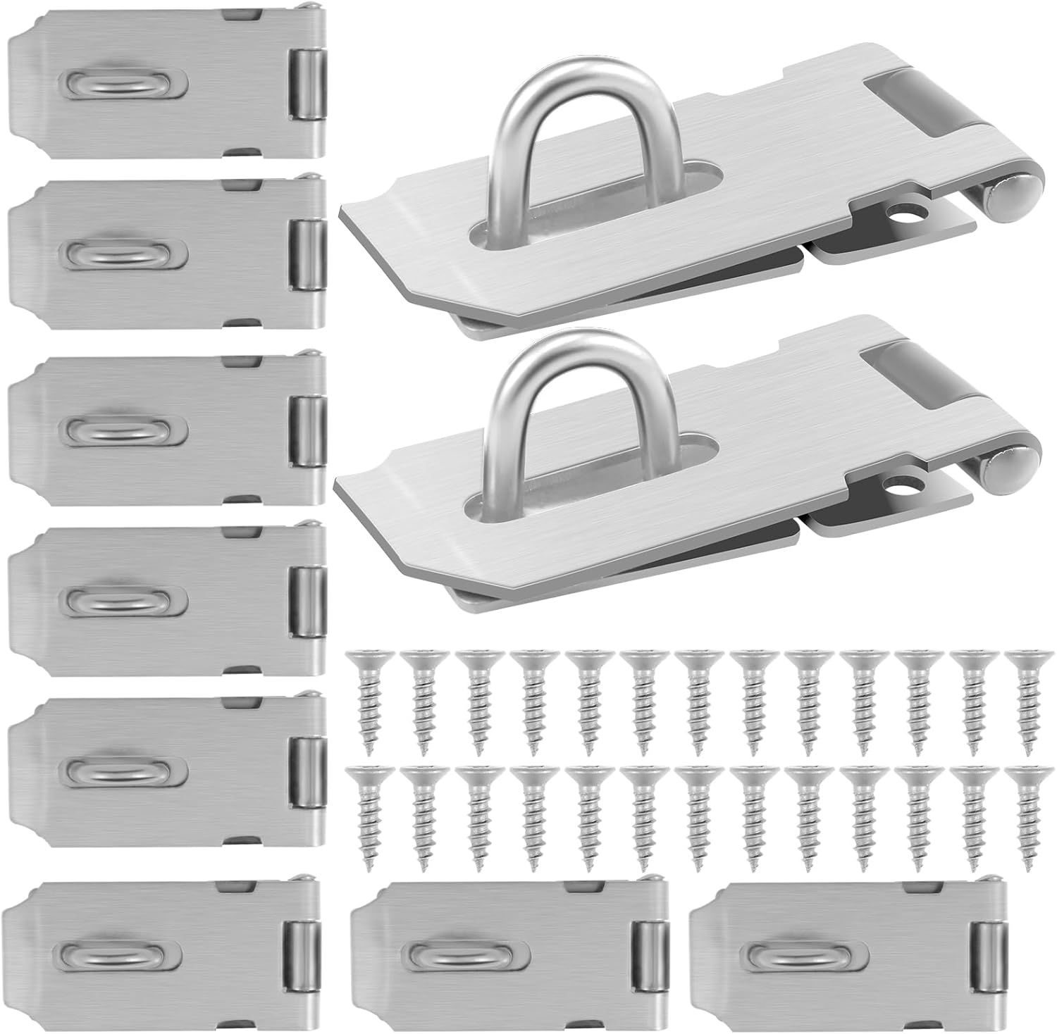 Hasp Lock Stainless Steel Padlock Latch Lock with Screws Safety Door Clasp Hasp Lock Rustproof Hasp Latch 4×1.5 Inch Extra Thick Gate Lock Hasp for Door Shed Cabinet(10PCS,Silver)