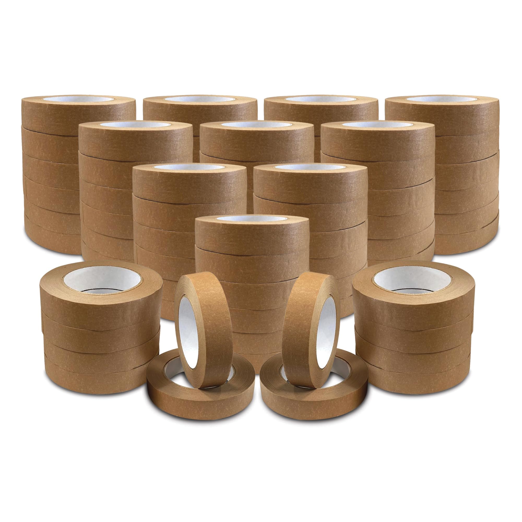JeeJaan® 72 Rolls of Brown Kraft Paper Tape 25mm x 50m Eco-Friendly Self-Adhesive Paper Tape for Packaging Sealing and Wrapping Parcels Durable Recyclable Ideal for Heavy Duty Packing Use — image 1