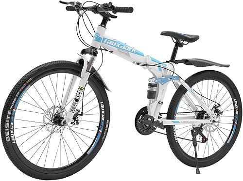 TFCFL Bicicleta de montaña plegable de 26 pulgadas MTB plegable de 21 velocidades capacidad de 26455 libras altura de silla ajustable frenos de