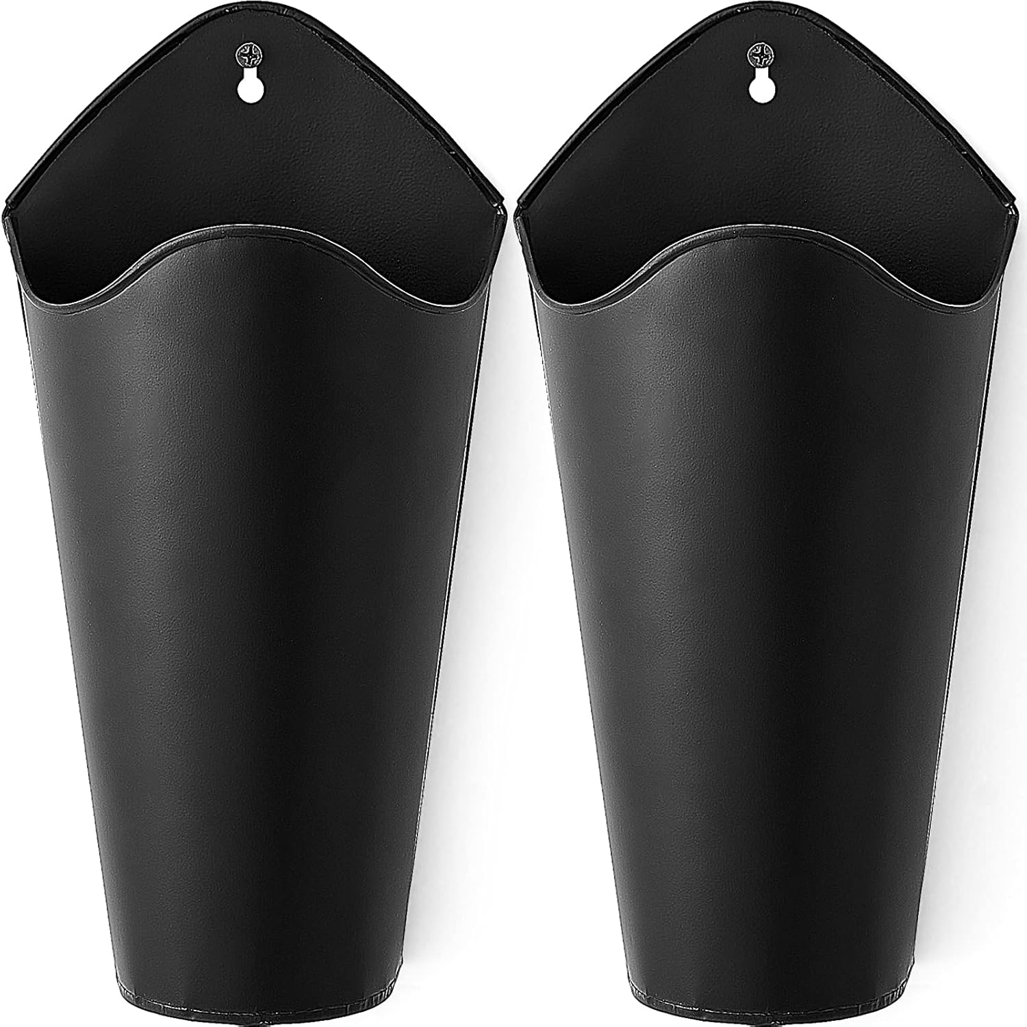 Mkono Galvanized Metal Wall Planters Farmhouse Rustic Hanging Vases for Faux Flowers - Set of 2 Black Small Home Decor