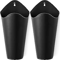 Mkono Galvanized Metal Wall Planters Farmhouse Rustic Hanging Vases for Faux Flowers - Set of 2 Black Small Home Decor