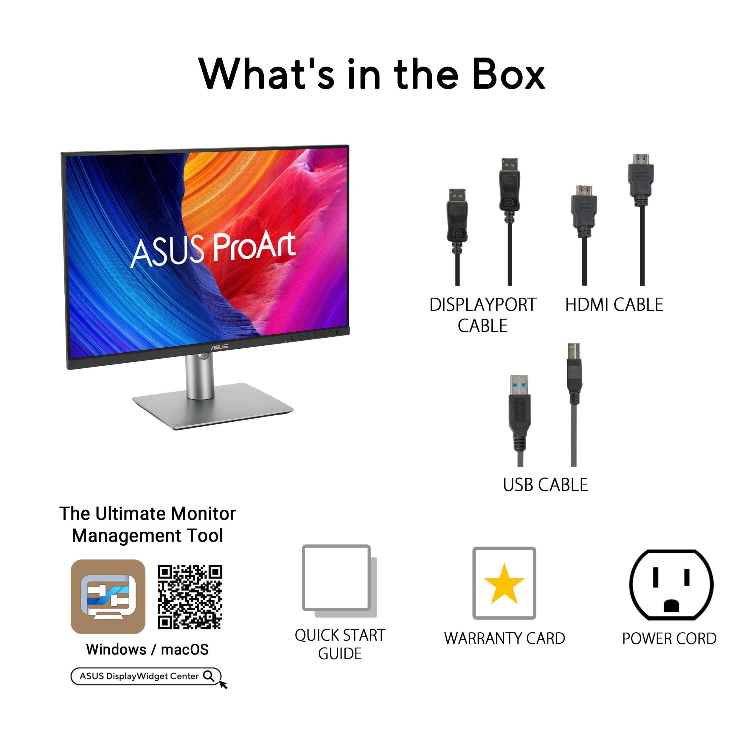 ASUS ProArt Display Monitor professionale da 24" 16:10 (PA248QFV) - IPS, WUXGA (1920 x 1200), 100% sRGB, precisione del colore ΔE < 2, verifica Calman, 100Hz, HDR-10, sincronizzazione luce, ergonomico