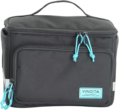 Vincita Candid S Stem Bag for Folding Bikes Compact 2.8L Handlebar Pouch with KLICKfix Quick-Release Mount Magnetic Easy-Access Handle Black Fits 15-60mm Stems Brompton, Dahon, Tern