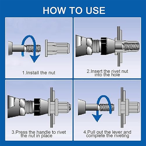 Miniatura 6 de MroMax Tuercas remachables de acero inoxidable 304 M6 x 0.59 pulgadas, inserto de cabeza plana, tono plateado, 10 unidades