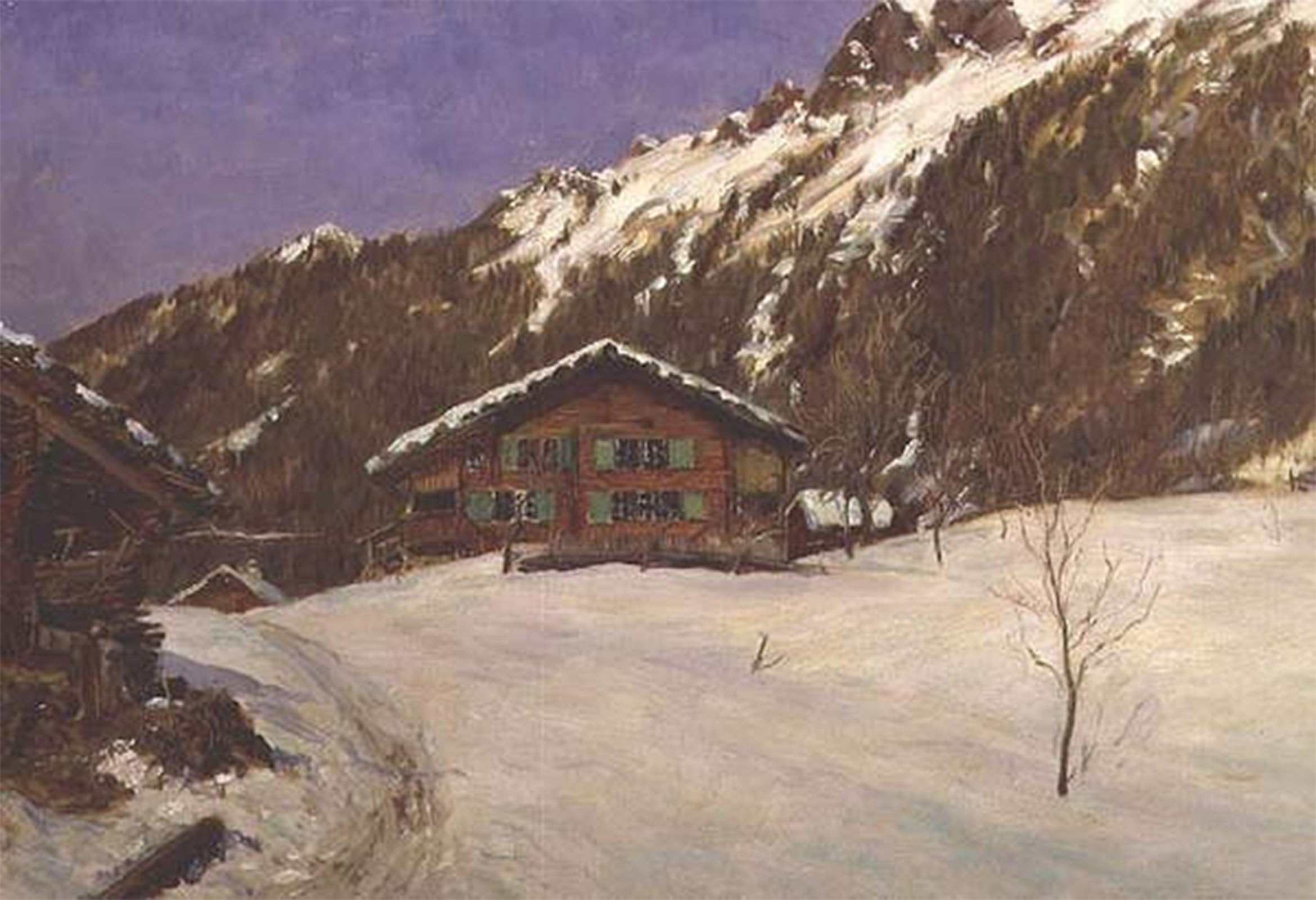 POSTERIIk Vintage Print Pop Art Landscape Artwork Chalet in the Snow by Ernest Albert Waterlow Art Prints for Office Home Decor 60x90cm