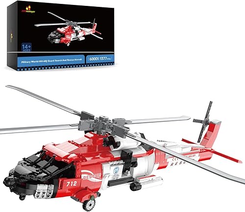 JMBricklayer HH-60J - Juego de construcción de helicóptero, juguete de helicóptero de rescate militar, exhibición coleccionable, modelo de avión