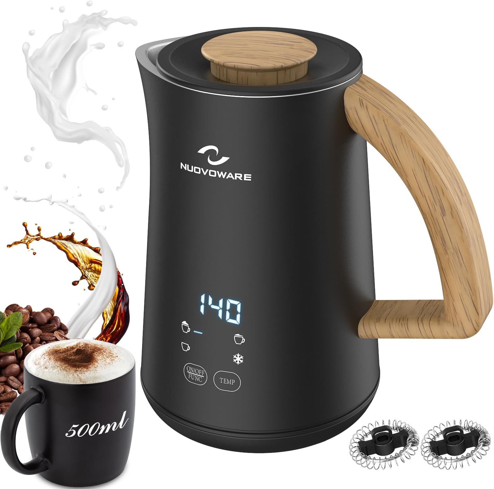Mousseur à Lait électrique AMZCHEF 4 En 1 - Chauffage Et Mousse En 80s, étanche IPX6, 240ml