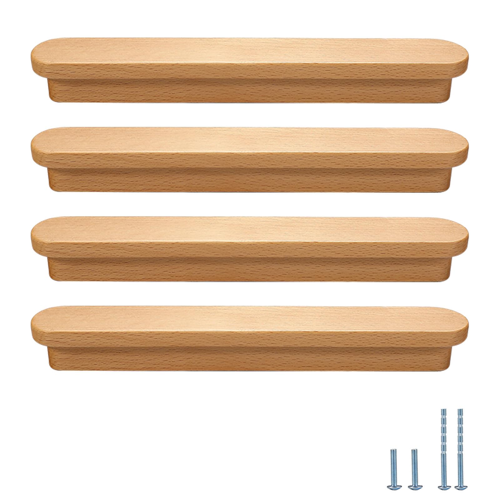 Evionlin 8 Pcs Beech 7.8 in Widened Wooden Cabinet Door Handle Wardrobe Door Drawer Door Pull