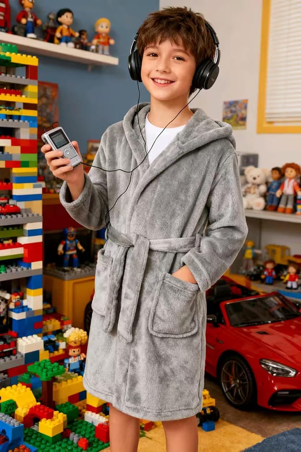 Boys Girls Robe Kids Flannel Hooded Bathrobe Sleepwear Pajamas Toddler Soft Plush Robes for Girls 2-16 Years - Image 3
