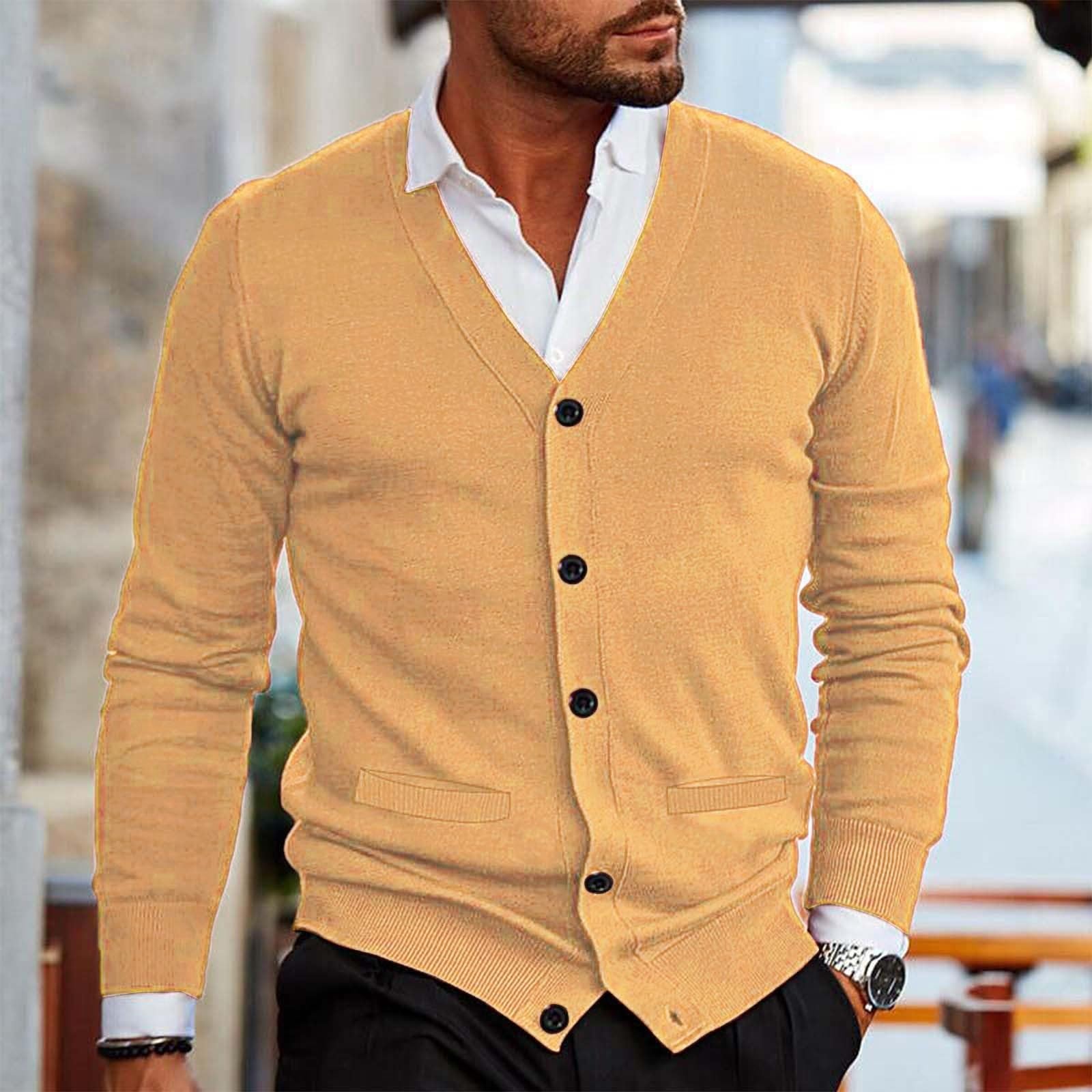 Cardigan da uomo, sottile, leggero, con scollo a V, sottile, con bottoni, maglia fine, morbido, comodo, per il tempo libero, giacca a maniche lunghe, in cotone