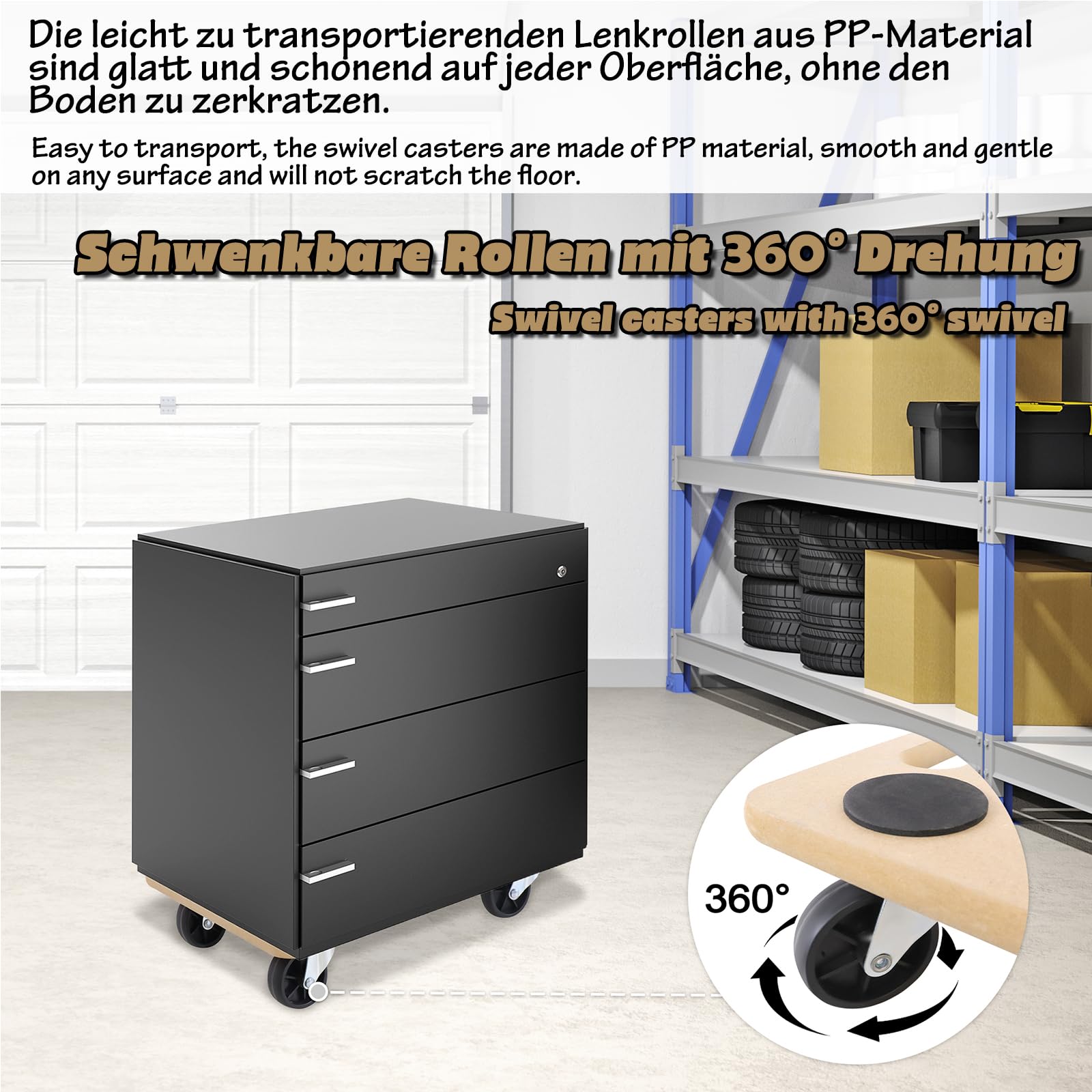 ACXIN 4X Möbelroller Transportroller 580 x 290 x 108 mm Transporthilfe mit Rollen Rollbretter Transport für Umzug Möbel-Transport, Möbelhund inkl. Gummipads bis zu 200 kg Traglast