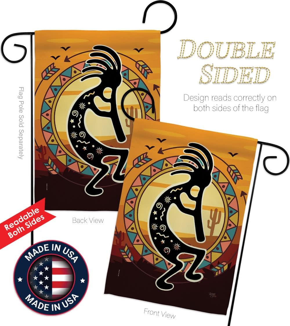 Breeze Decor Kokopelli Playing Flute Garden Flag Regional Southwest Desert Cactus Country Succulent Particular Area House Decoration Banner Small Yard Gift Double-Sided, Made in USA