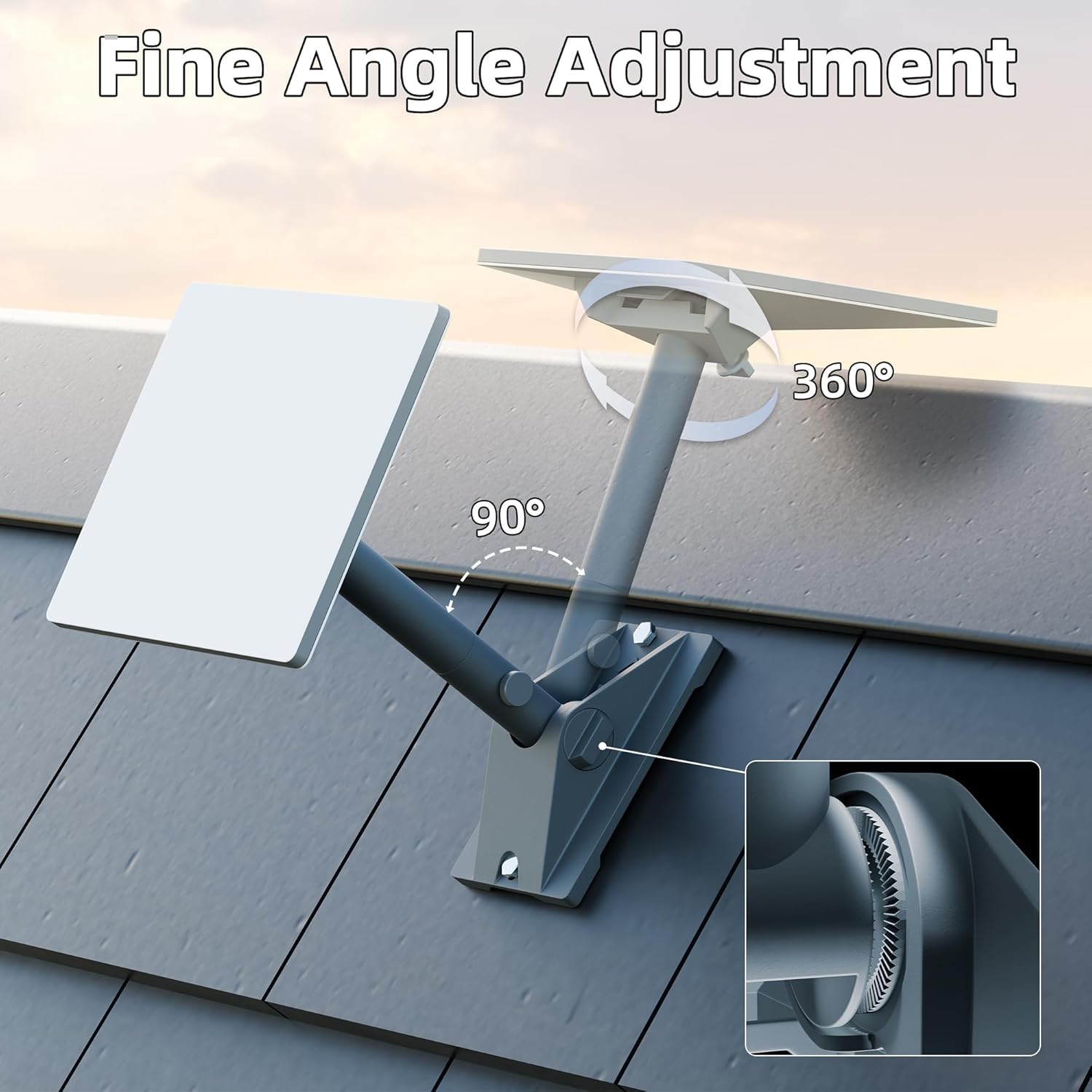 Starlink Mini Dachhalterung – Schwenkbare Wandhalterung mit Rohradapter, 0-90° Neigung, 360° Drehung, schweres Aluminium für Starlink Mini Antenne