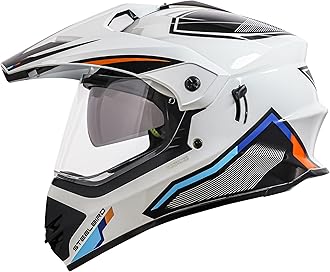 Steelbird Racer Off Road ISI Certified Motocross Double Visor Full Face Graphic Helmet Outer Clear Visor and Inner Silver Sun Shield