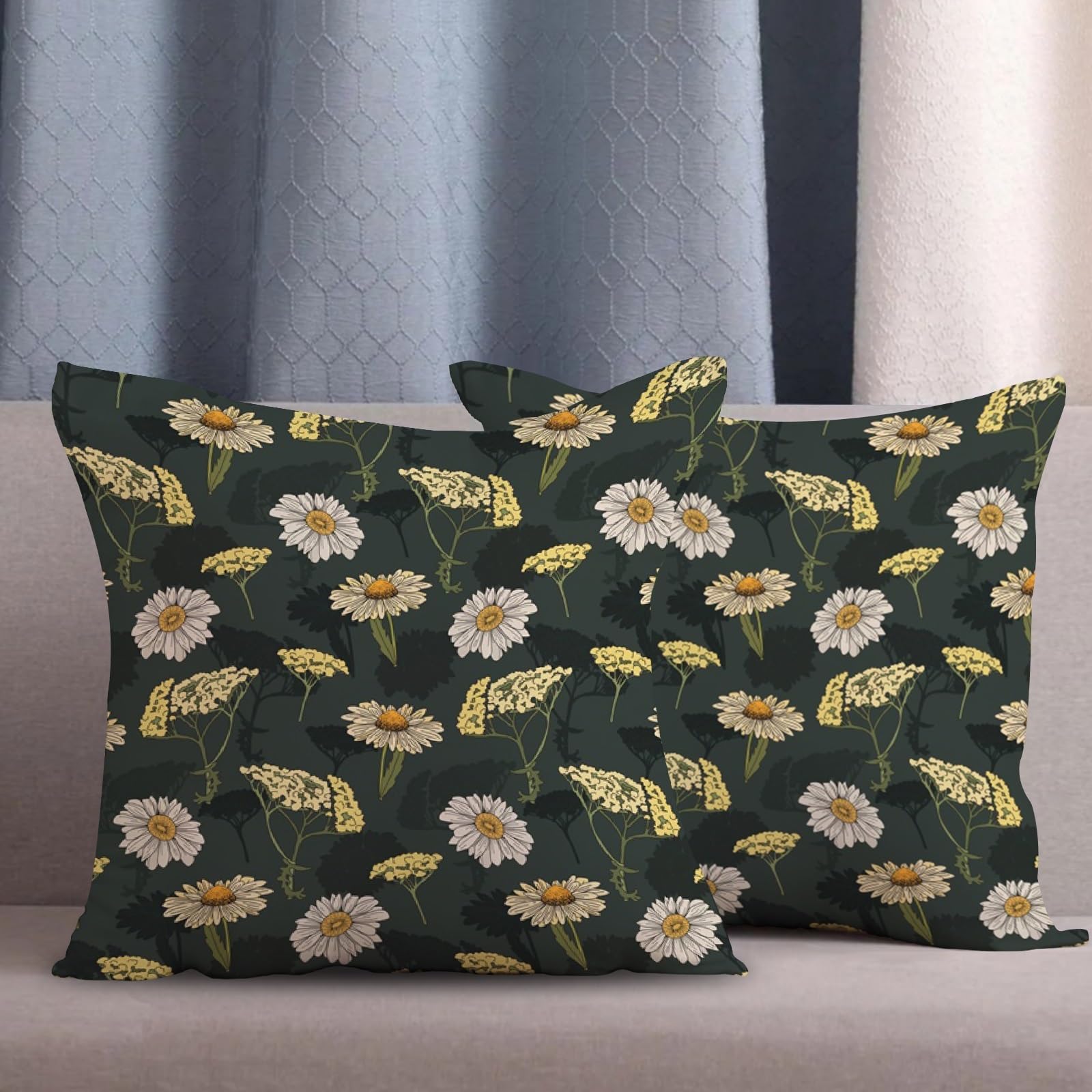 Set di 2 federe decorative in stile country con cerniera nascosta, 45 x 45 cm, verde salvia, accessori per mobili per esterni e camera da letto