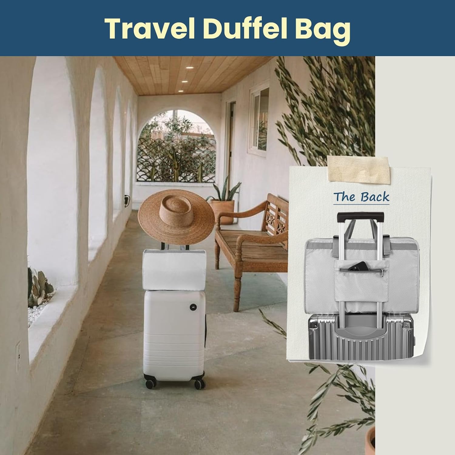 Surblue Travel Hanging Storage Bag for Luggage with Hooks and Handle Compression Packing Cube 6-in-1 Suitcase Organizer Travel Packing Organizers Space-Saving Carry-on Closet, Lightgrey