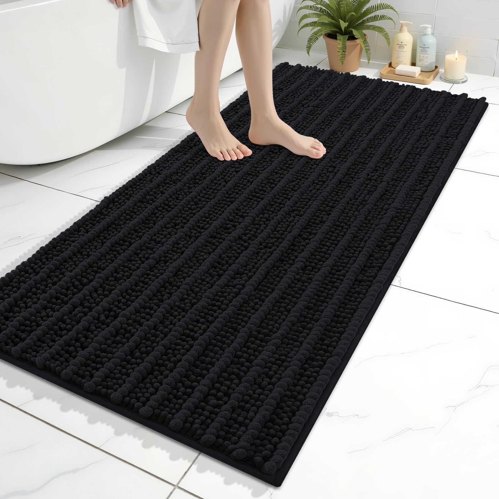 Arotive Bathroom Rugs Mat 47x24, Soft Absorbent Chenille Shaggy Bath Mat