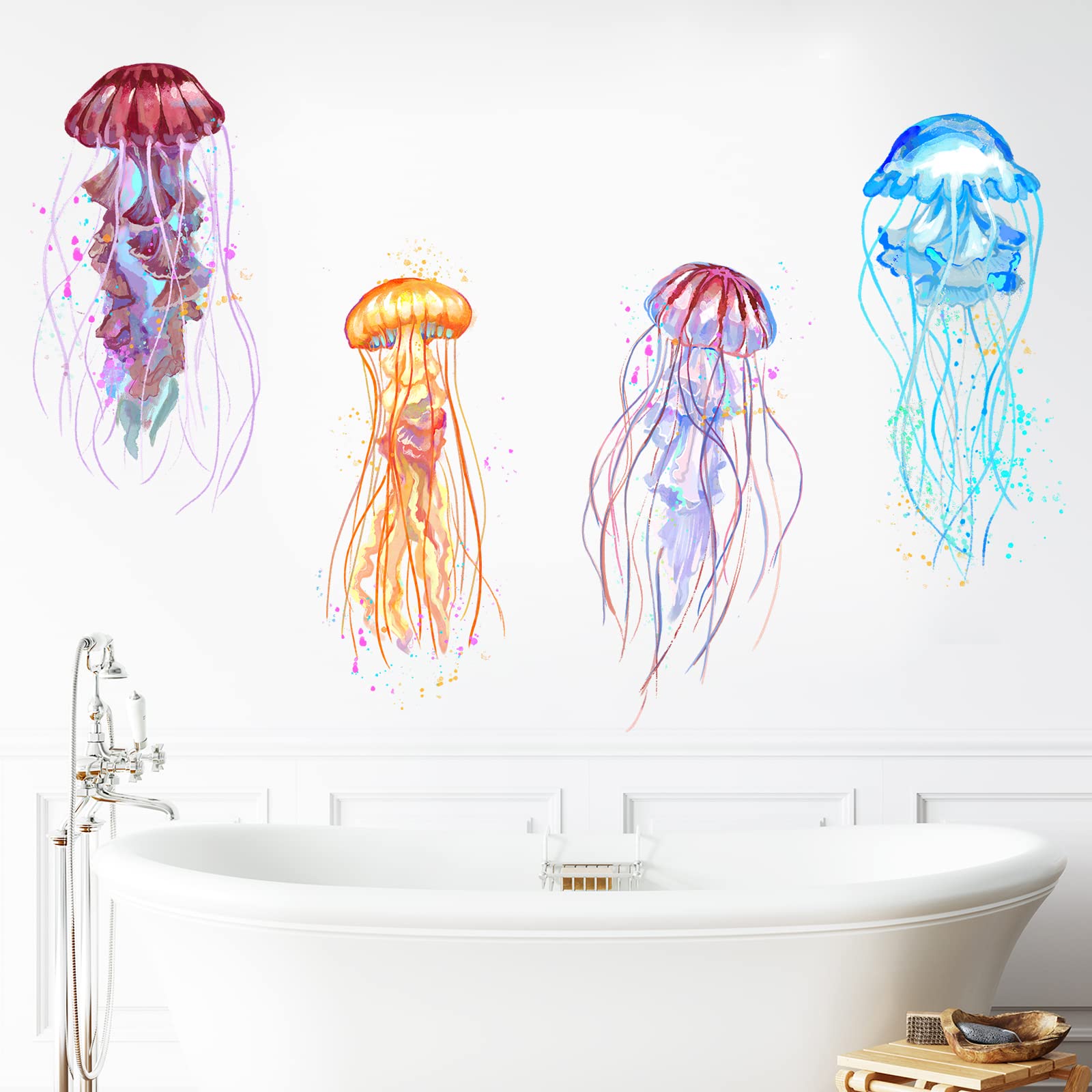 RoyoLam Colorful Jellyfish Wall Decals - Removable Peel & Stick Waterproof Wall Stickers For Nursery, Kids Room, Living Room, Classroom