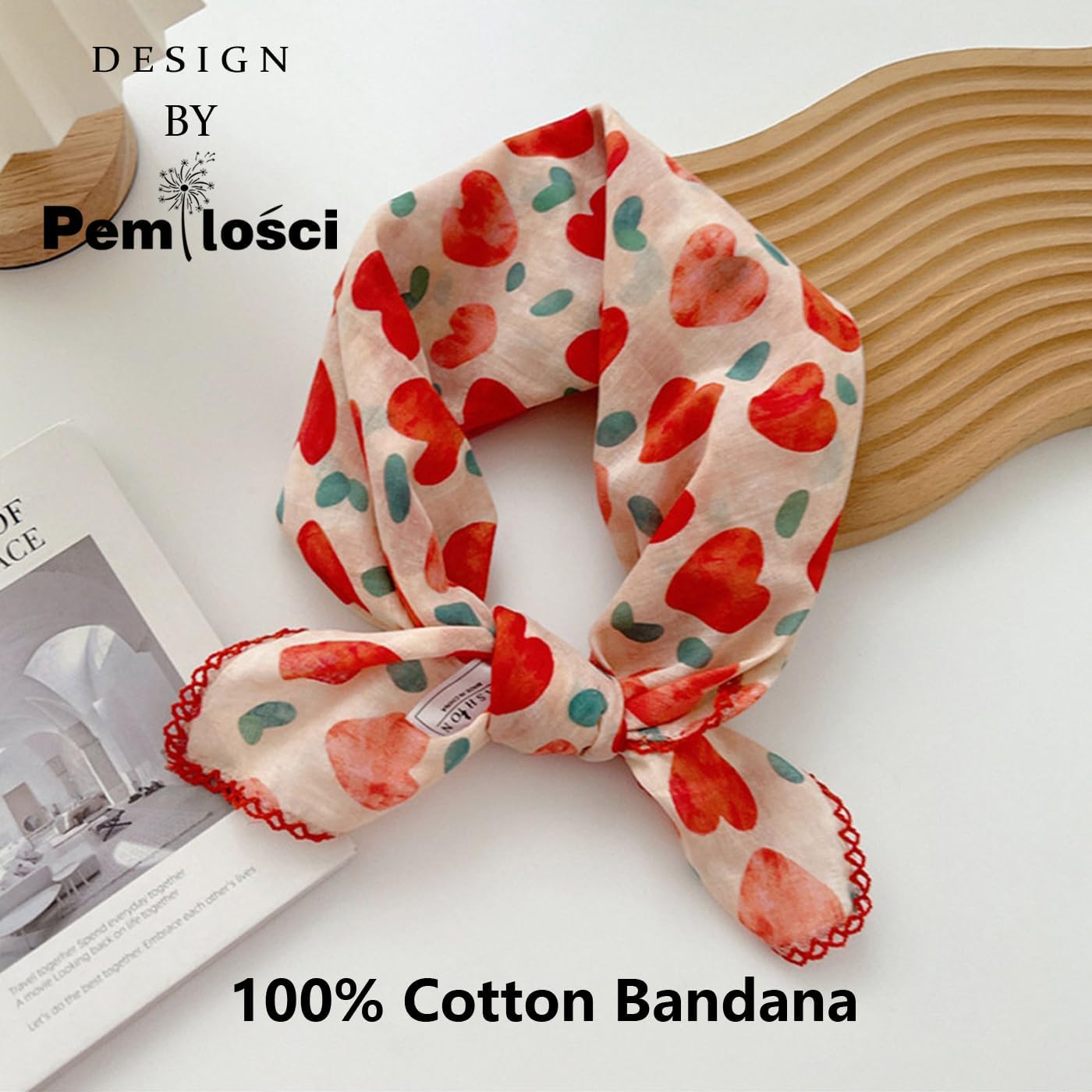 Large Cotton Bandana Headband, Head Wrap, Protective Coverage, Hair Neck Scarf for Women 28 x 28 inch - Image 3