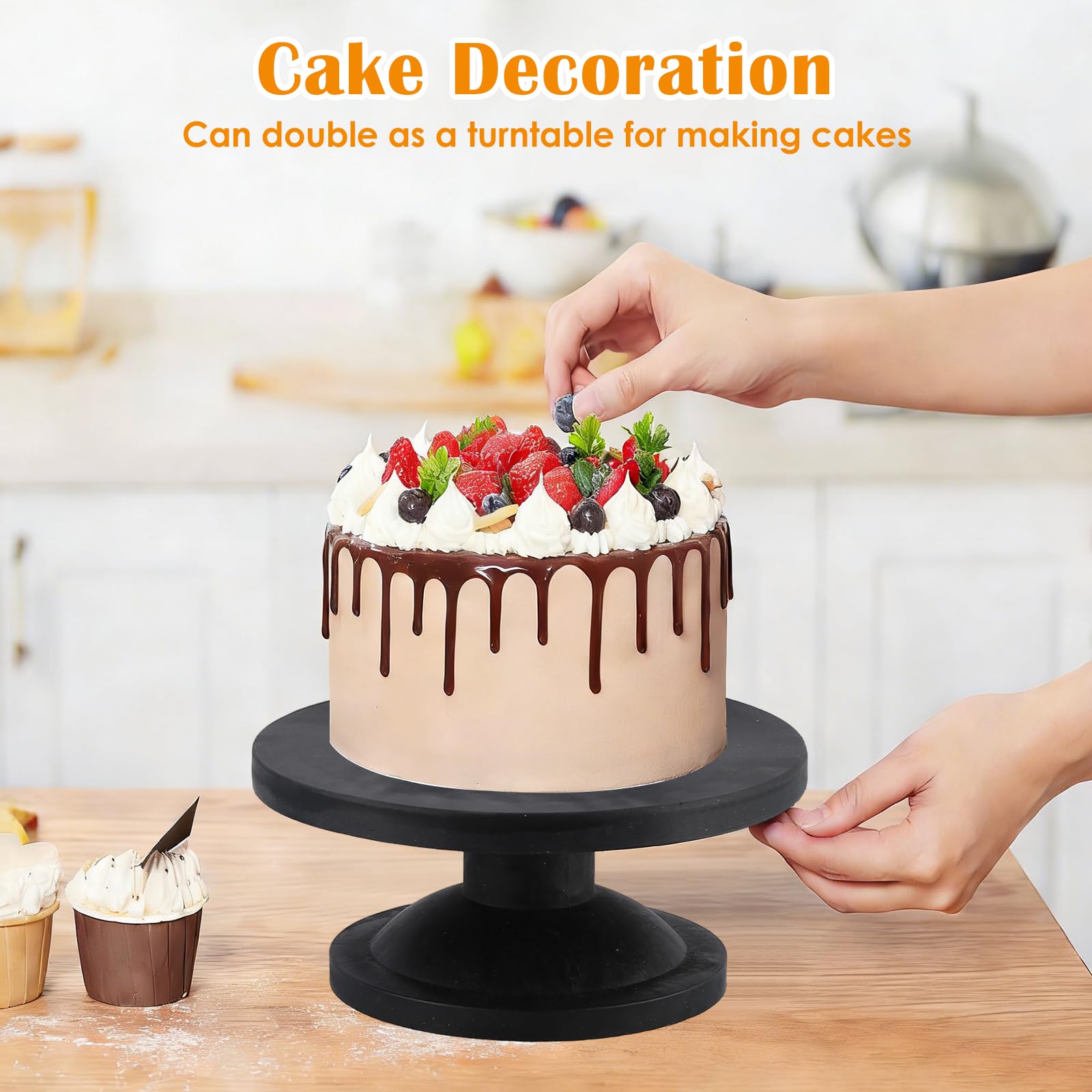 Bildhauerrad, 25 cm / 9,8 Zoll Keramik Drehteller, Tonherstellung Töpferscheibe Kuchendekorationsrad Drehplatte mit Rutschfester Boden Drehtisch Manuelle Bildhauer für Keramikmodellen Töpferwerkzeuge