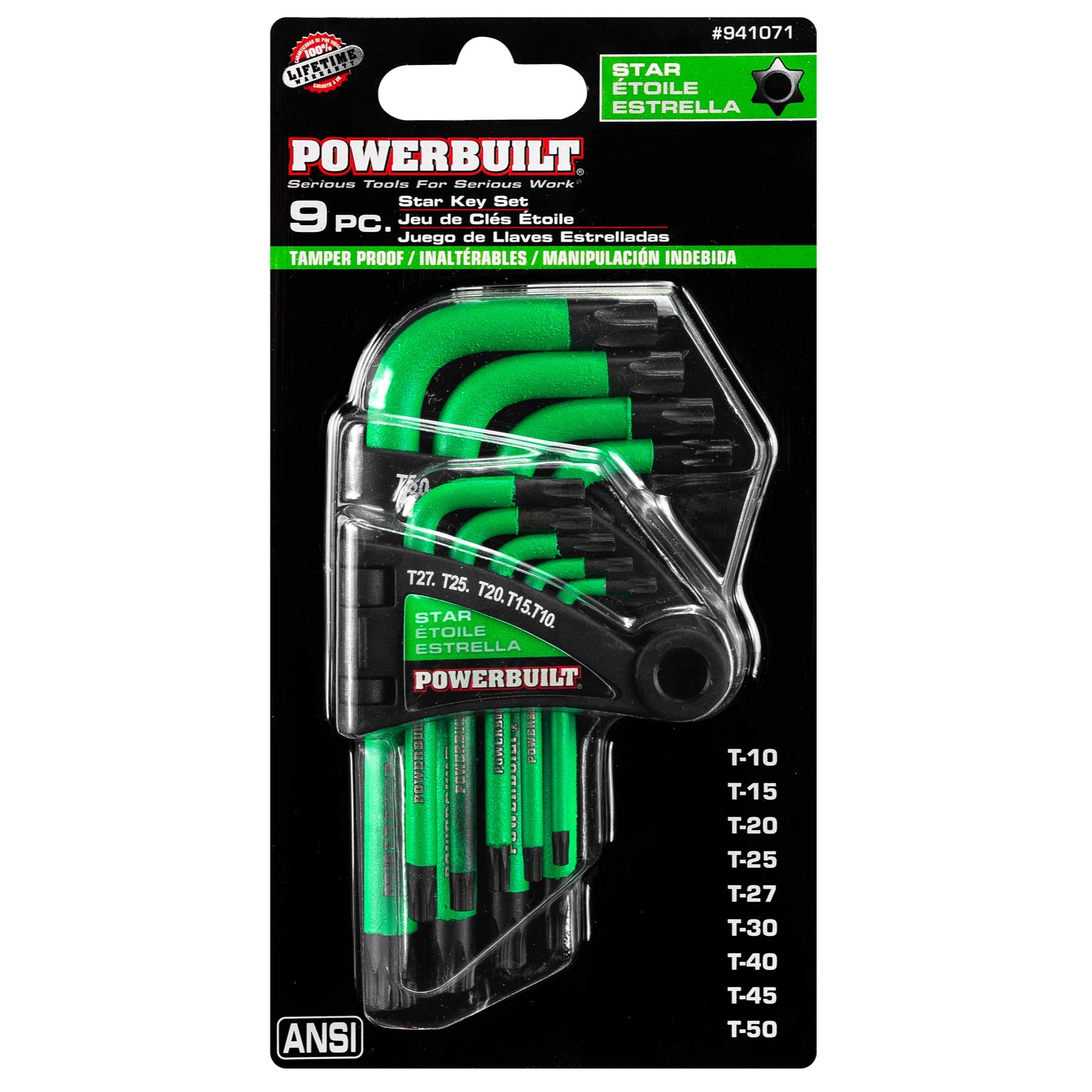 Powerbuilt L-Type Tamper Proof 9 Piece Wrench Set, Short Arm Torx