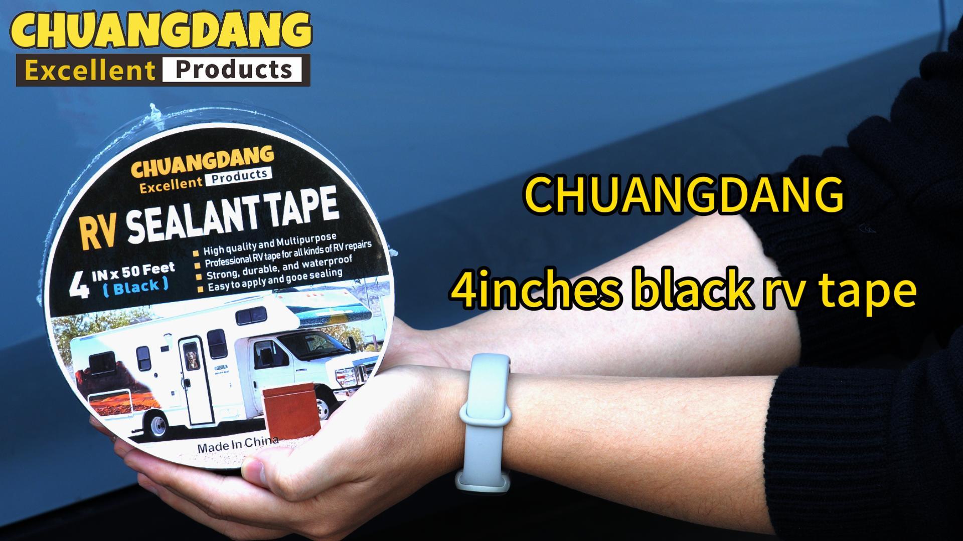 Image of Black RV Sealant Tape,4Inchx50Feet,1-Pack,Black RV Roof Tape,Camper Repair Tape,RV Tape,Repair for Trailer, Boat,Window,Roof & Leaks,Sealing