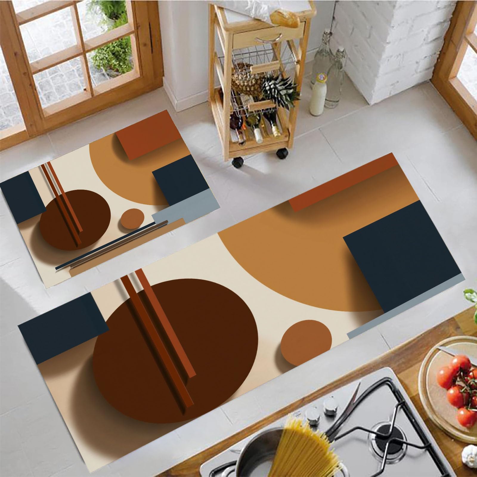 Alfombras de cocina para pasillo y entrada juego minimalista DUOTCYELE de dos piezas de diseño
